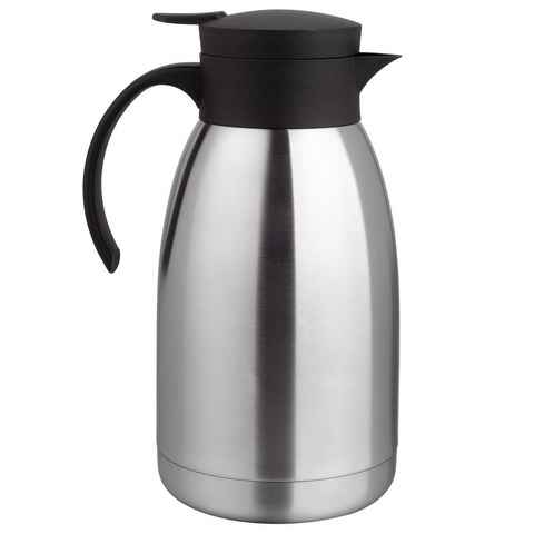 HAC24 Isolierkanne Thermoskanne Kaffeekanne Teekanne Thermo Kaffee Tee Kanne, 2 l, Edelstahl, Einhandautomatik