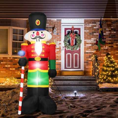 COSTWAY Weihnachtsmann, Nussknacker-Soldat, mit 3 LED, Gebläse & Sandsäcke