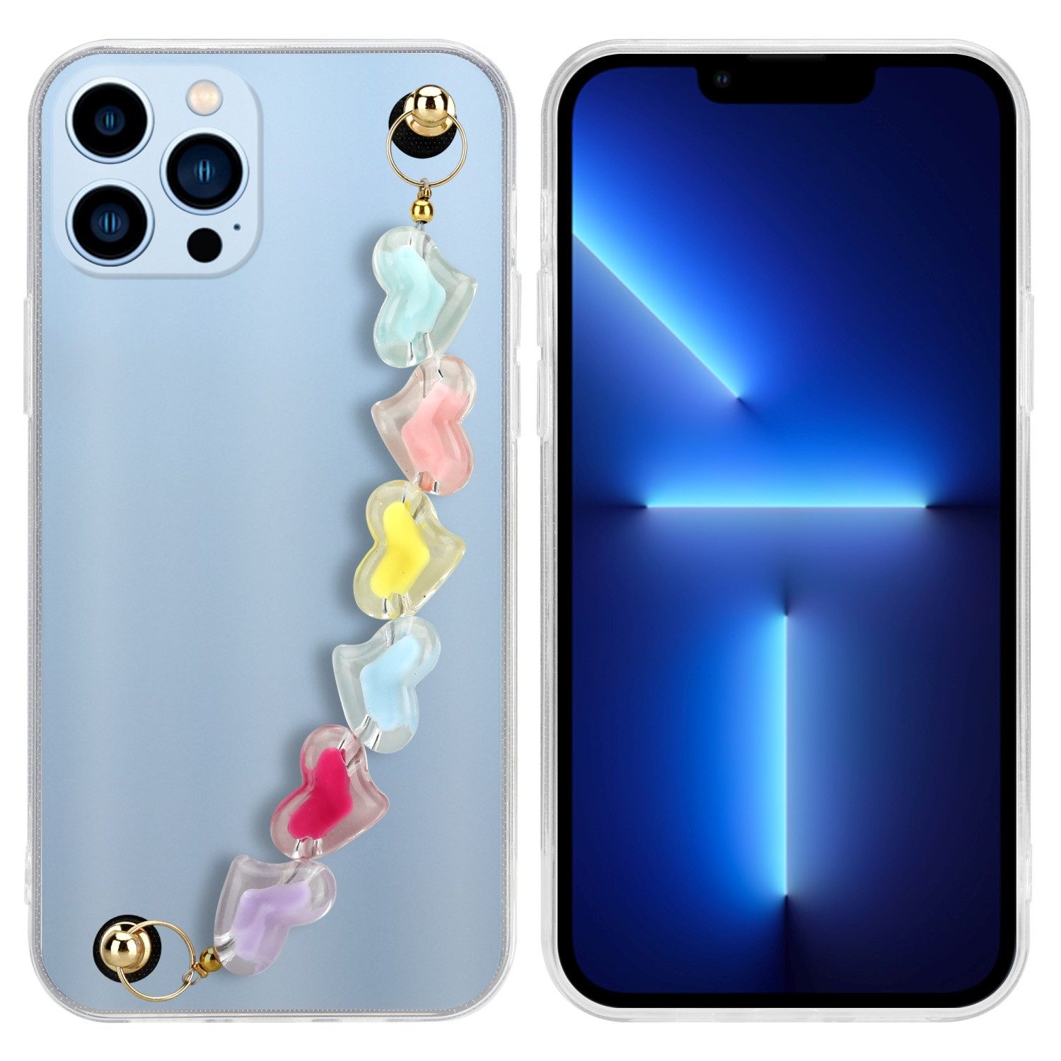 Cadorabo Handyhülle für iPhone 13 PRO MAX Hülle Apple iPhone 13 PRO MAX, Schutzhülle - mit Handgelenk Kette - TPU Silikon - Bumper