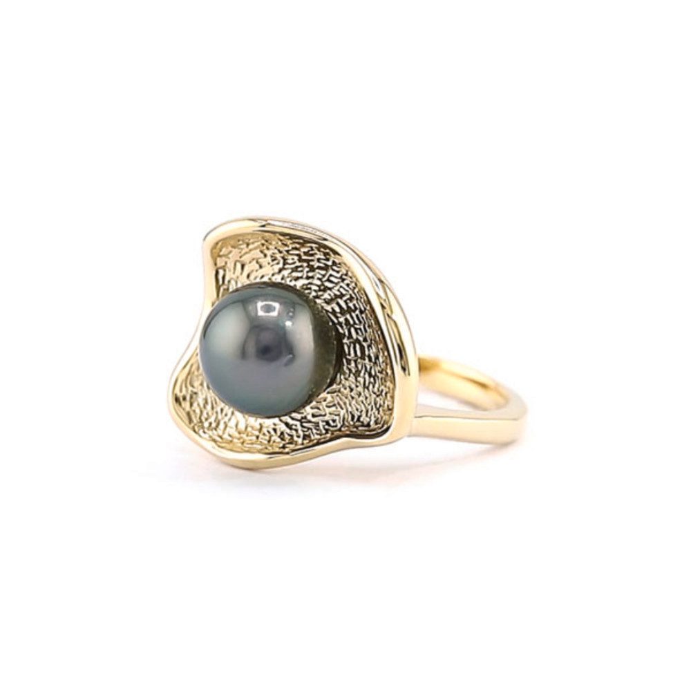 Cavill Perlenring Cavill Sterling Silberring mit 8 mm Tahiti-Perle, vergoldet, Damen (1-tlg)