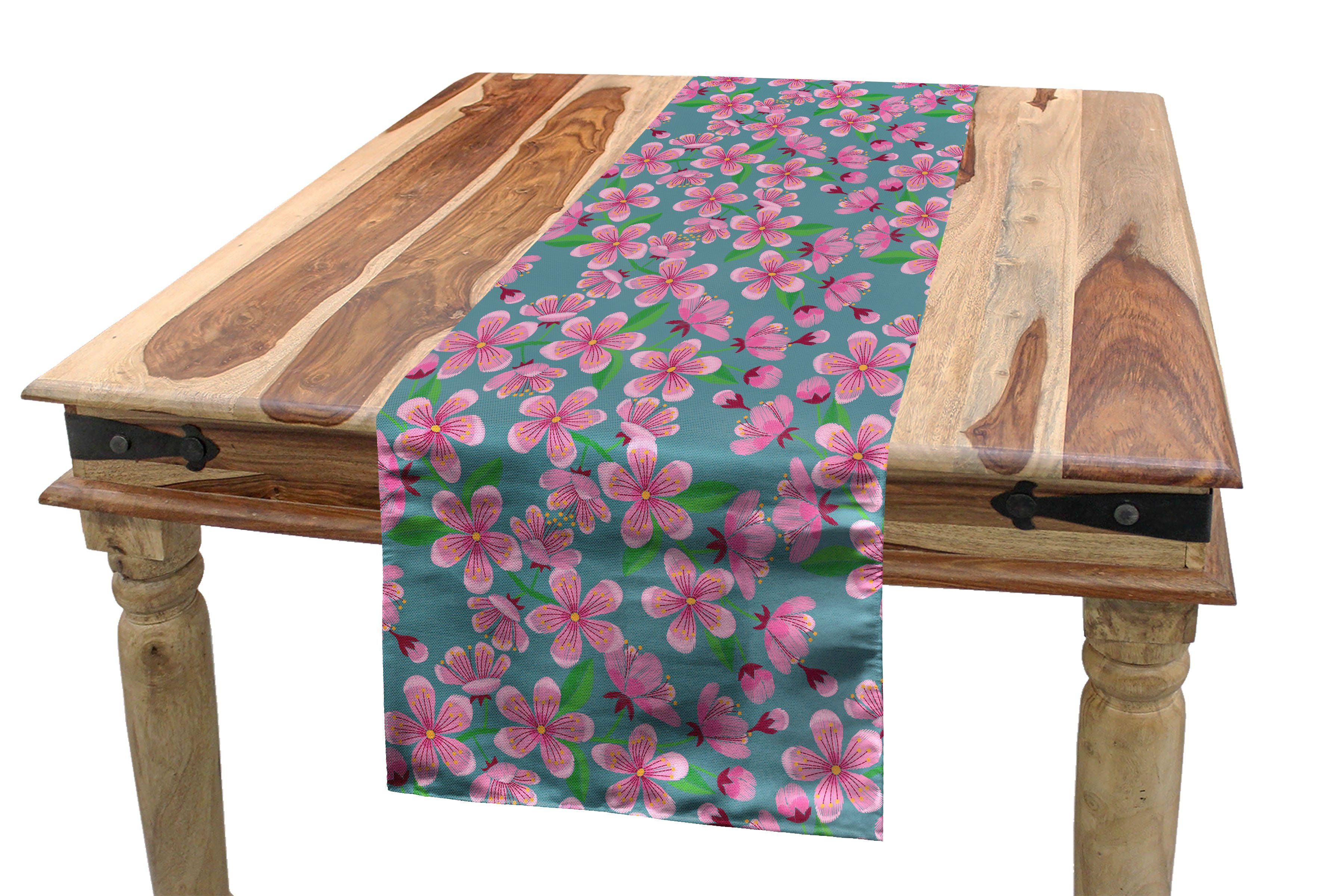 Abakuhaus Tischläufer Esszimmer Küche Rechteckiger Dekorativer Tischläufer, Kirschblüte Erneuerung und Hoffnung