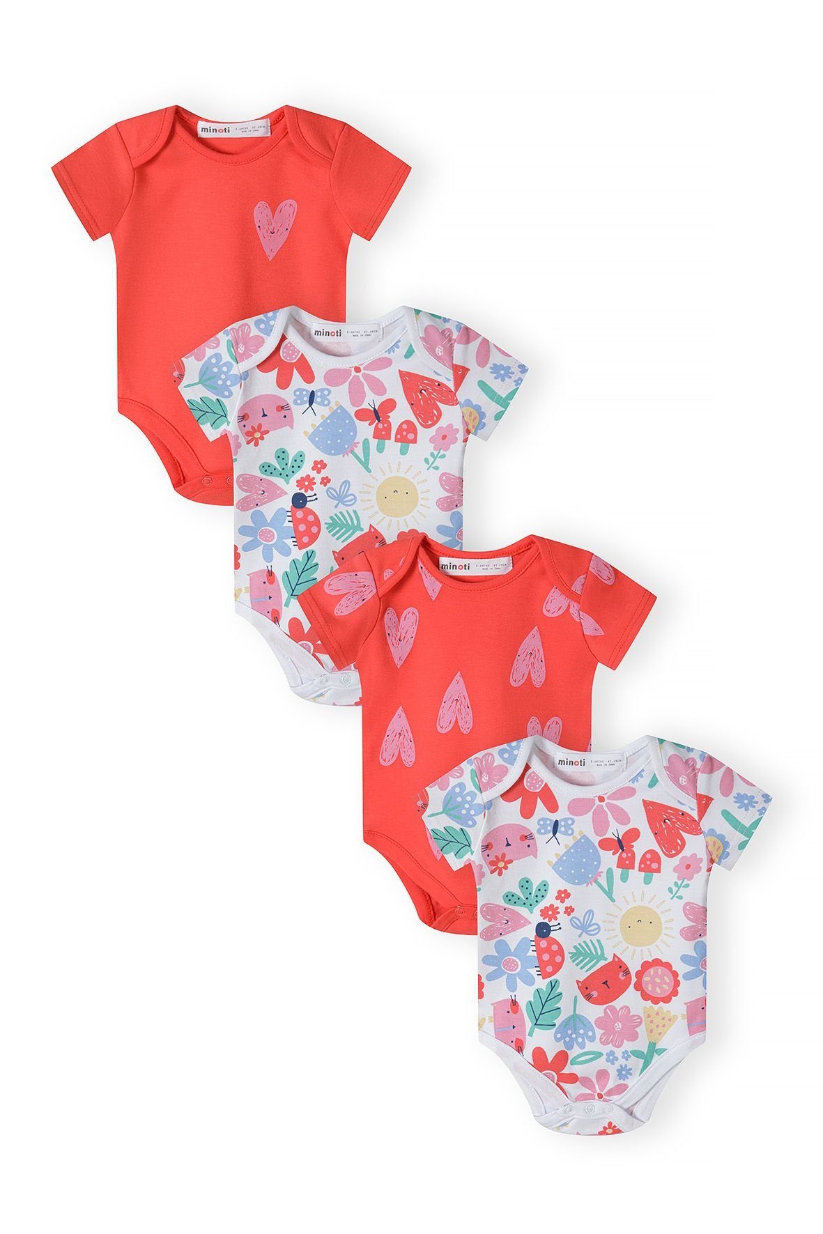 MINOTI Kurzarmbody im 4er-Pack (0-18m) Rot