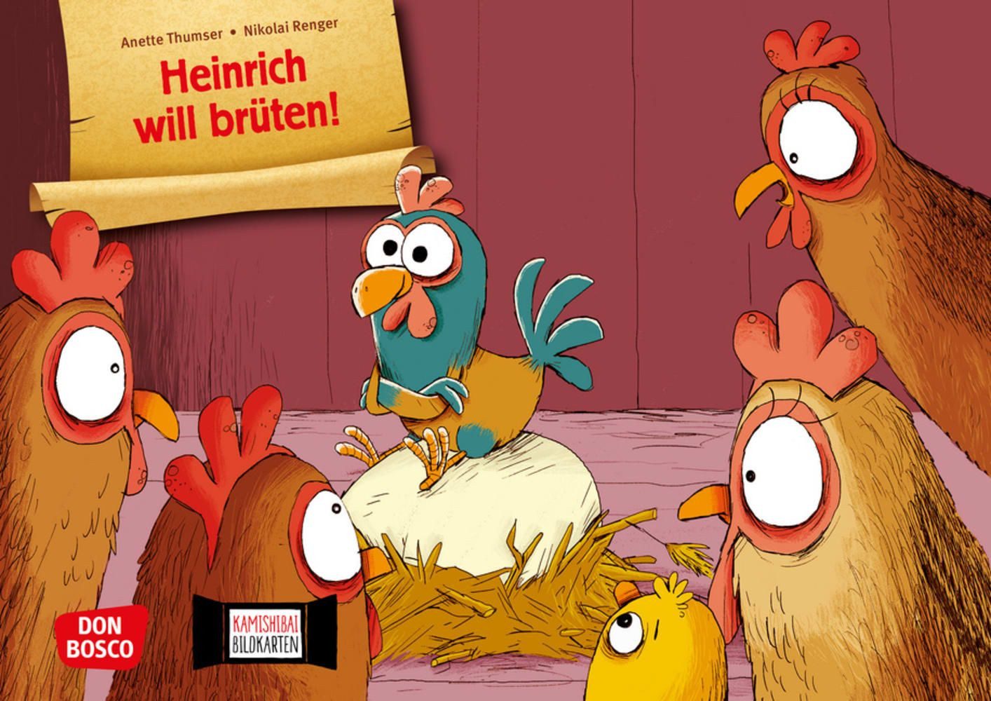 Heinrich will brüten! Kamishibai Bildkartenset / Anette Thumser, Entdecken - Erzählen - Begreifen: Bilderbuchgeschichten. Eine witzige Tiergeschichte, die mit Rollenklischees aufräumt