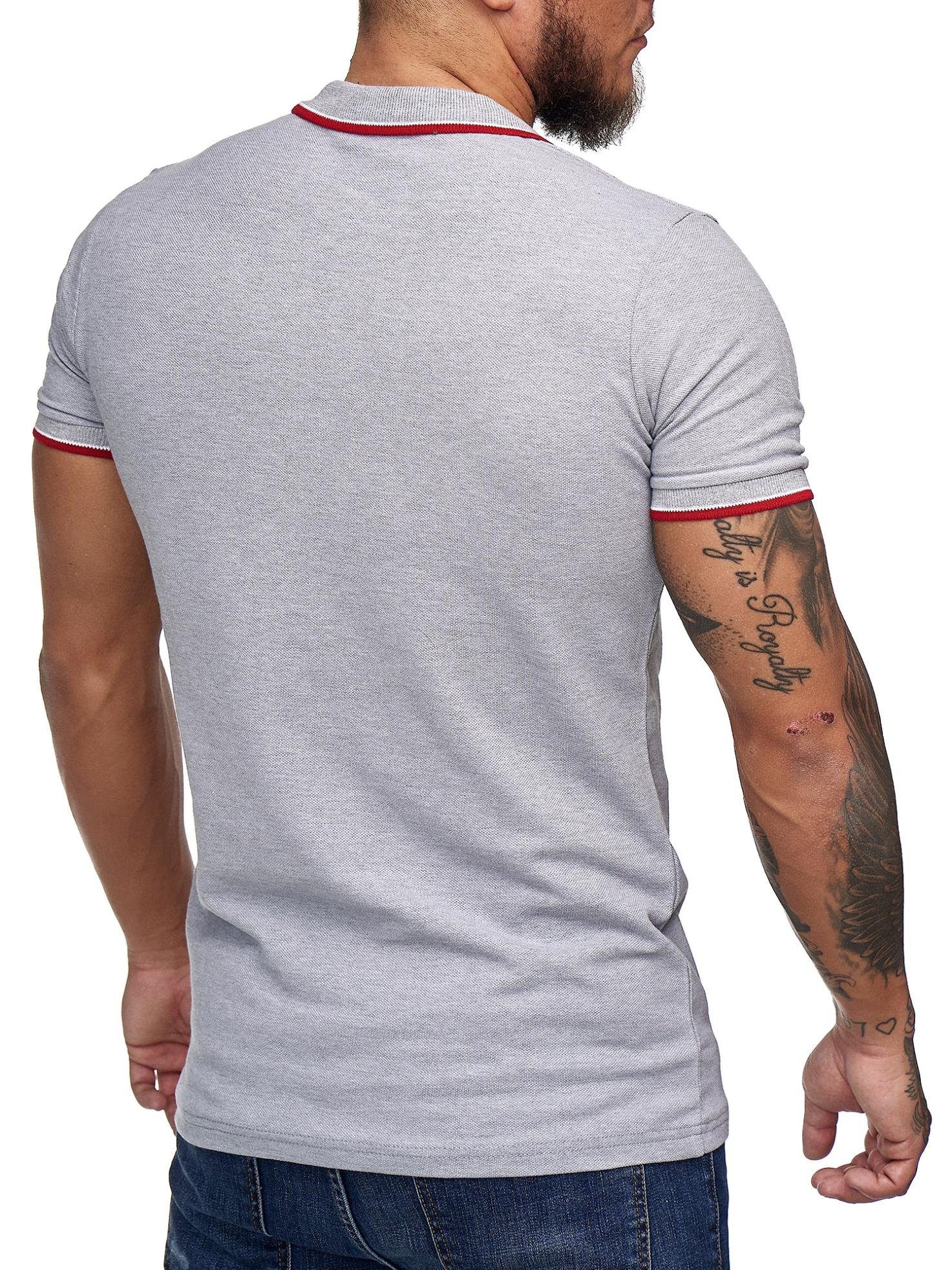 Code47 Code47 Grau Polohemd Einfarbig T-Shirt Poloshirt Basic Slim Kurzarm Herren (1-tlg) Fit