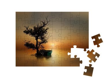 puzzleYOU Puzzle Mangrovenbaum und Boot im Sonnenuntergang, 48 Puzzleteile, puzzleYOU-Kollektionen Fotokunst, Puzzle-Neuheiten