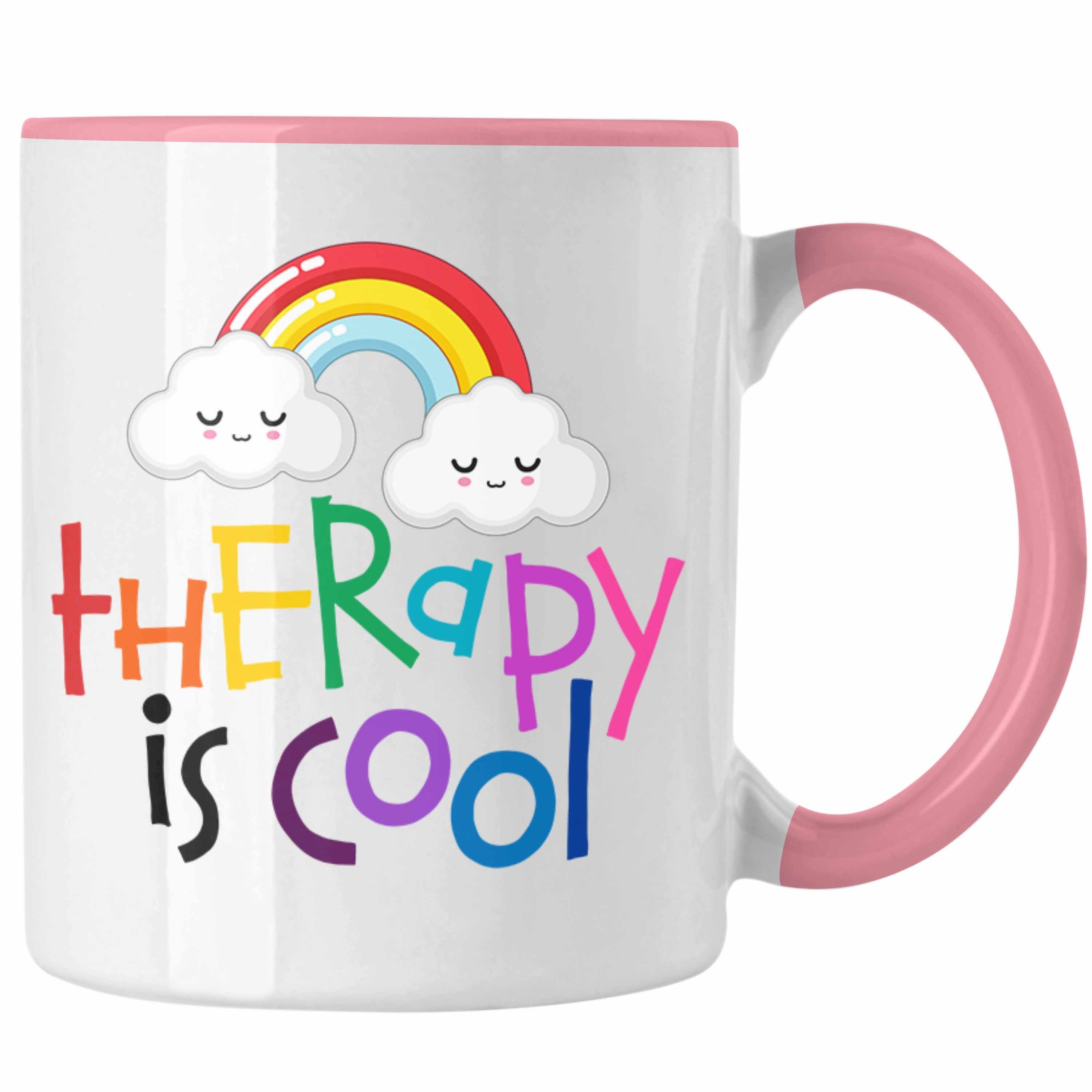 Trendation Tasse "Therapy Is Cool" Tasse Geschenkidee für Psychotherapie-Fans Rosa