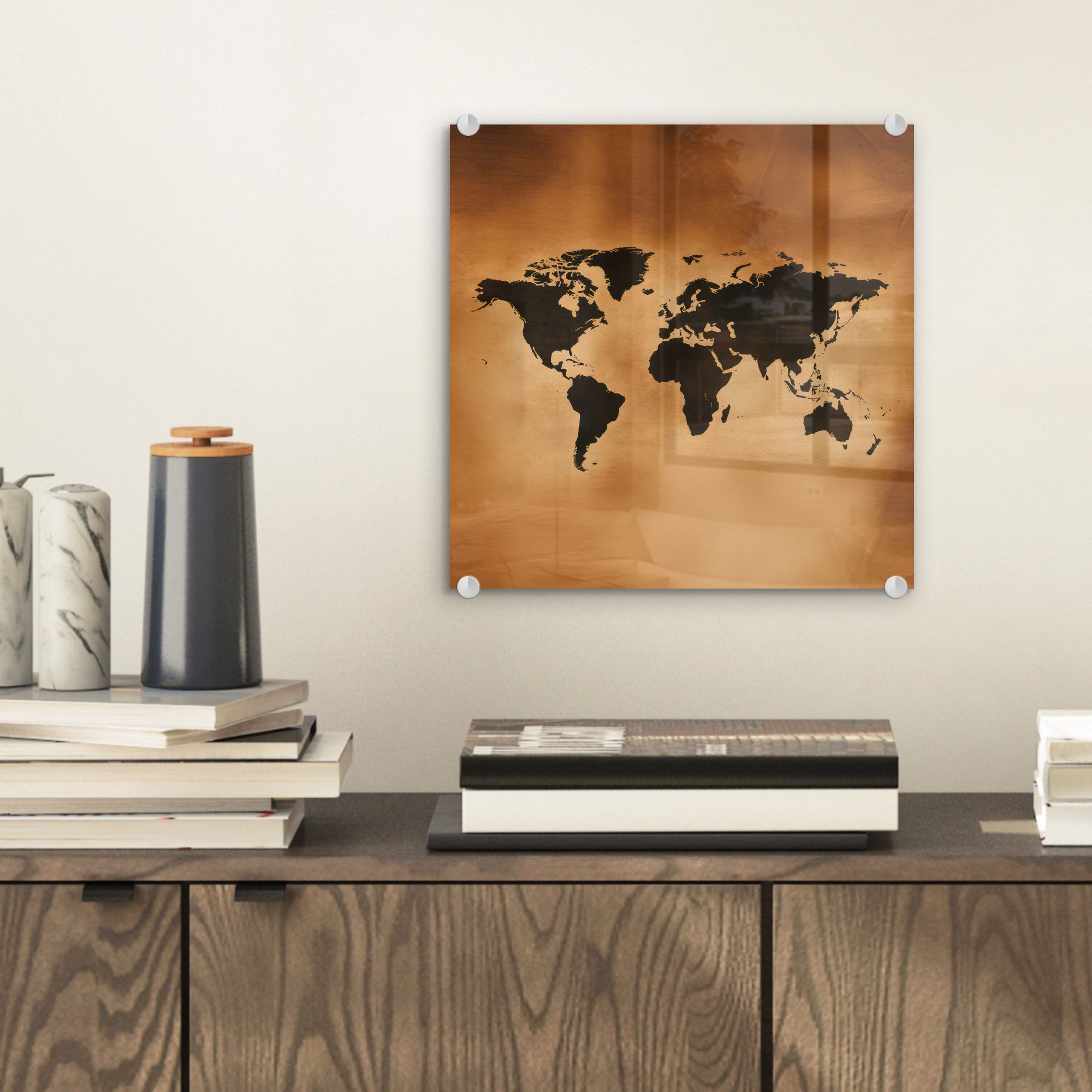 MuchoWow Acrylglasbild Weltkarte - Braun - günstig online kaufen