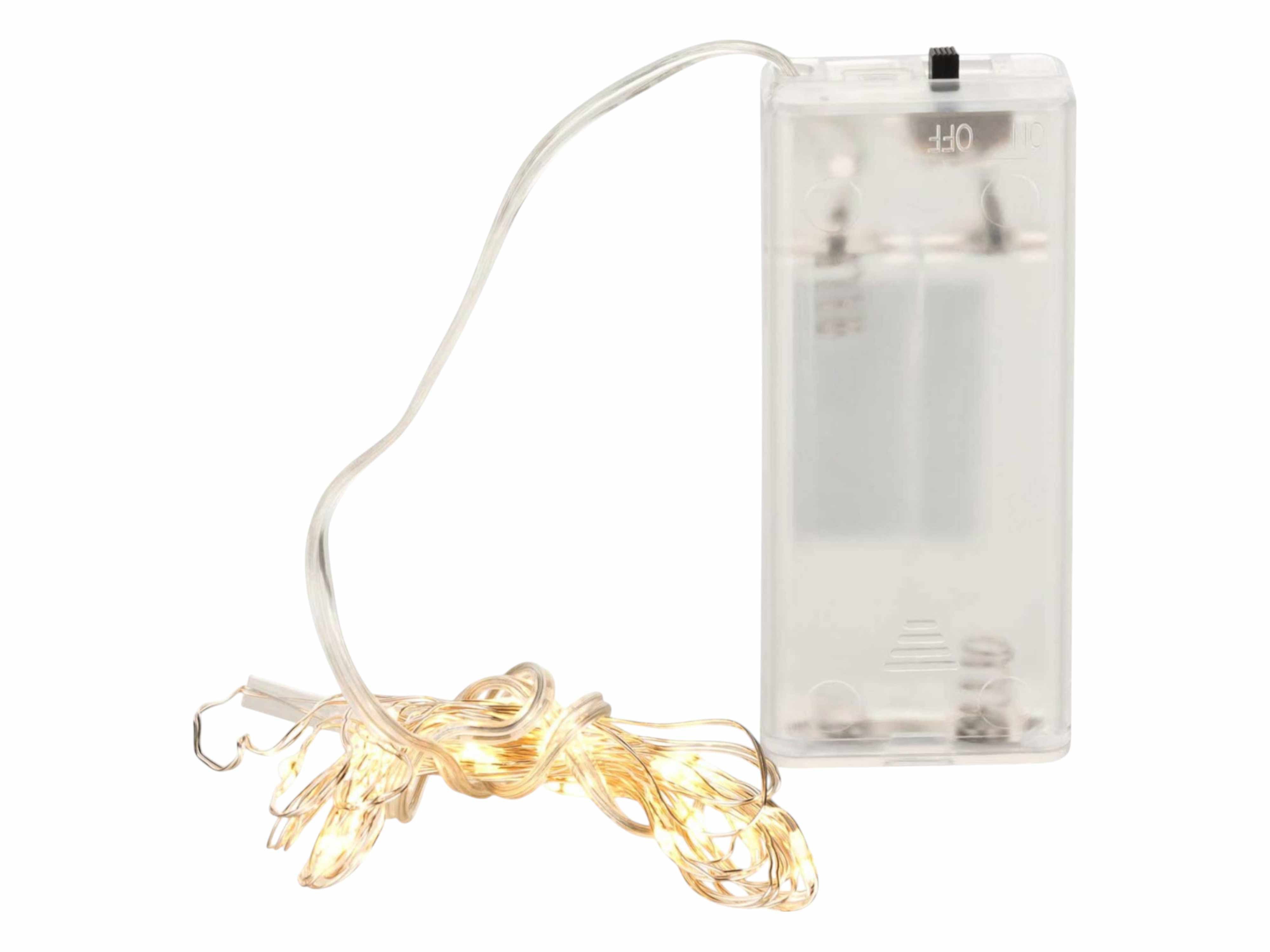 CEPEWA LED-Lichterkette, Batterie Draht silber 10 LED warmweiß 0,9m Innen