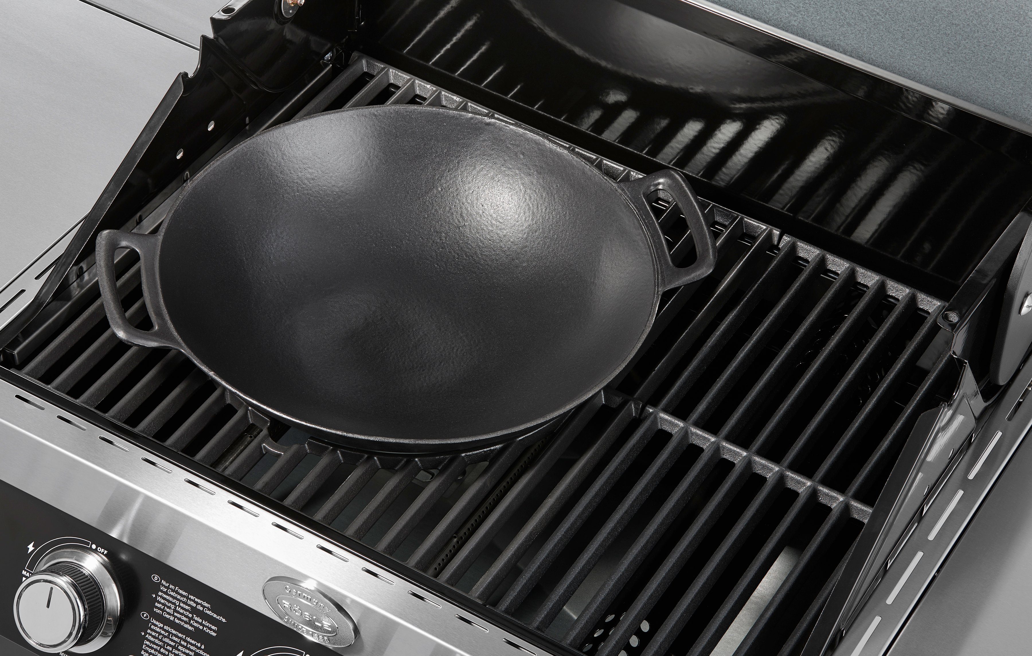 RÖSLE Wok VARIO, 25409, Gusseisen (1-tlg), für Herd und Grill