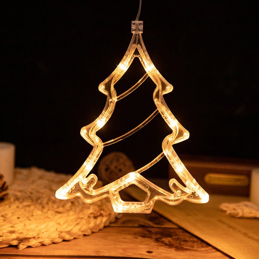 Rosnek Beleuchtetes Fensterbild Weihnachtsbeleuchtung LED Lichtervorhang, mit Saugnapf,Party Deko, Hakenaufhängung, selbstklebend