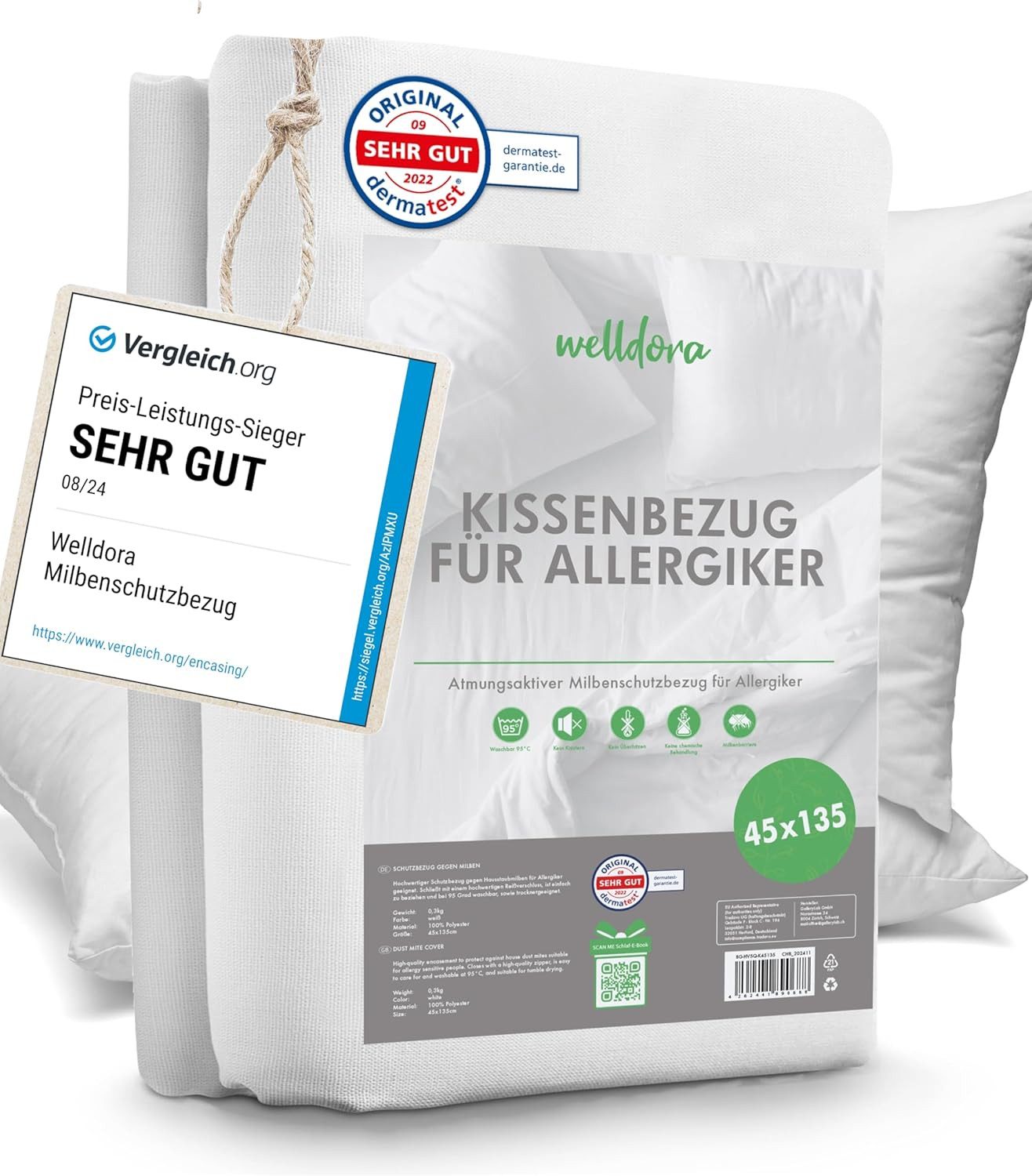 Welldora Kissenbezug für Allergiker, Milbenbezug Kissen, günstig online kaufen