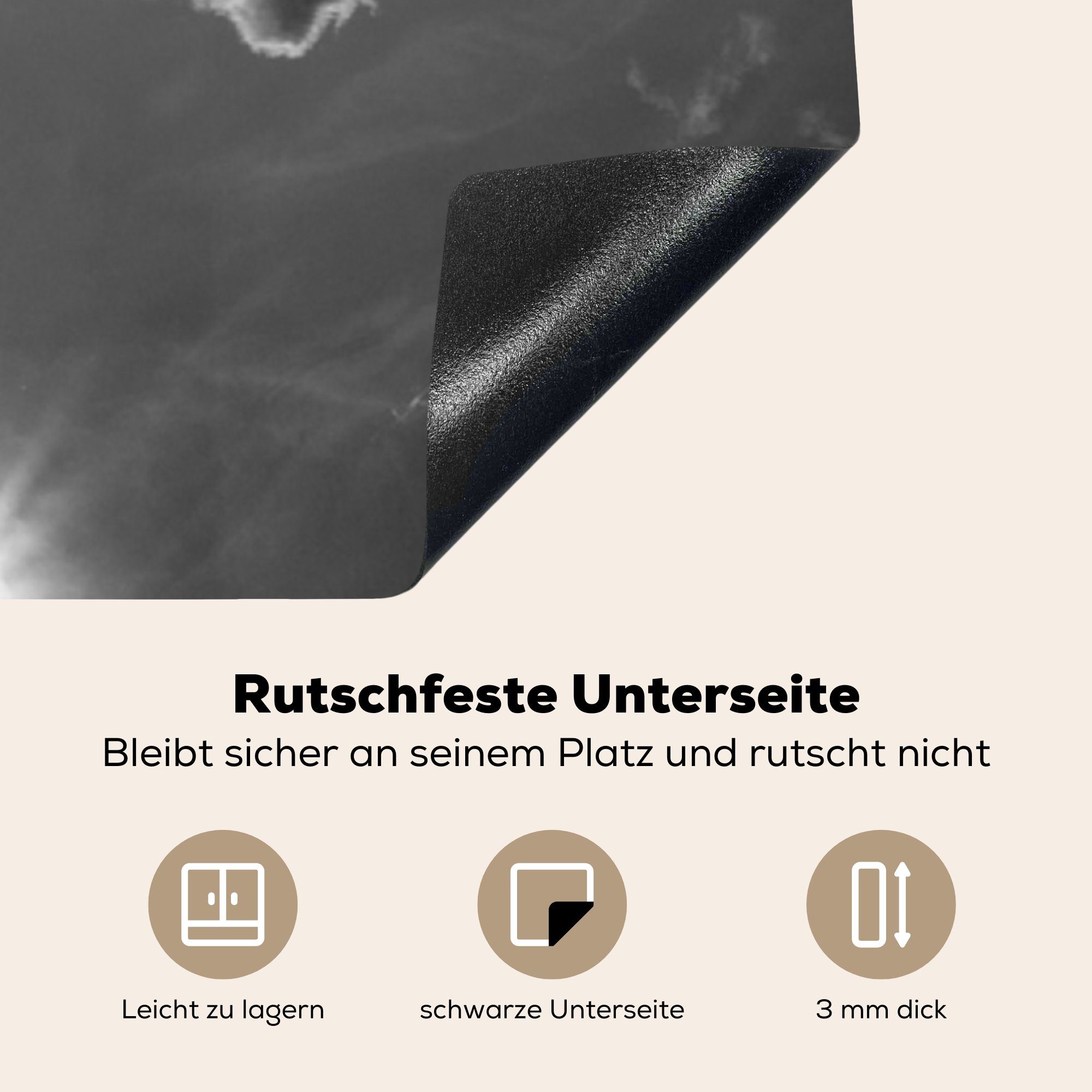 cm, Schwarz Arbeitsplatte - Vinyl, Ceranfeldabdeckung, Herdblende-/Abdeckplatte 78x78 Weiß, - (1 - tlg), für MuchoWow küche Estland Natur