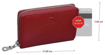 Brown Bear Geldbörse Modell Kai umlaufender Reißverschluss Querformat klein, mit 8 Kartenfächern und RFID-Schutz für Damen Rot
