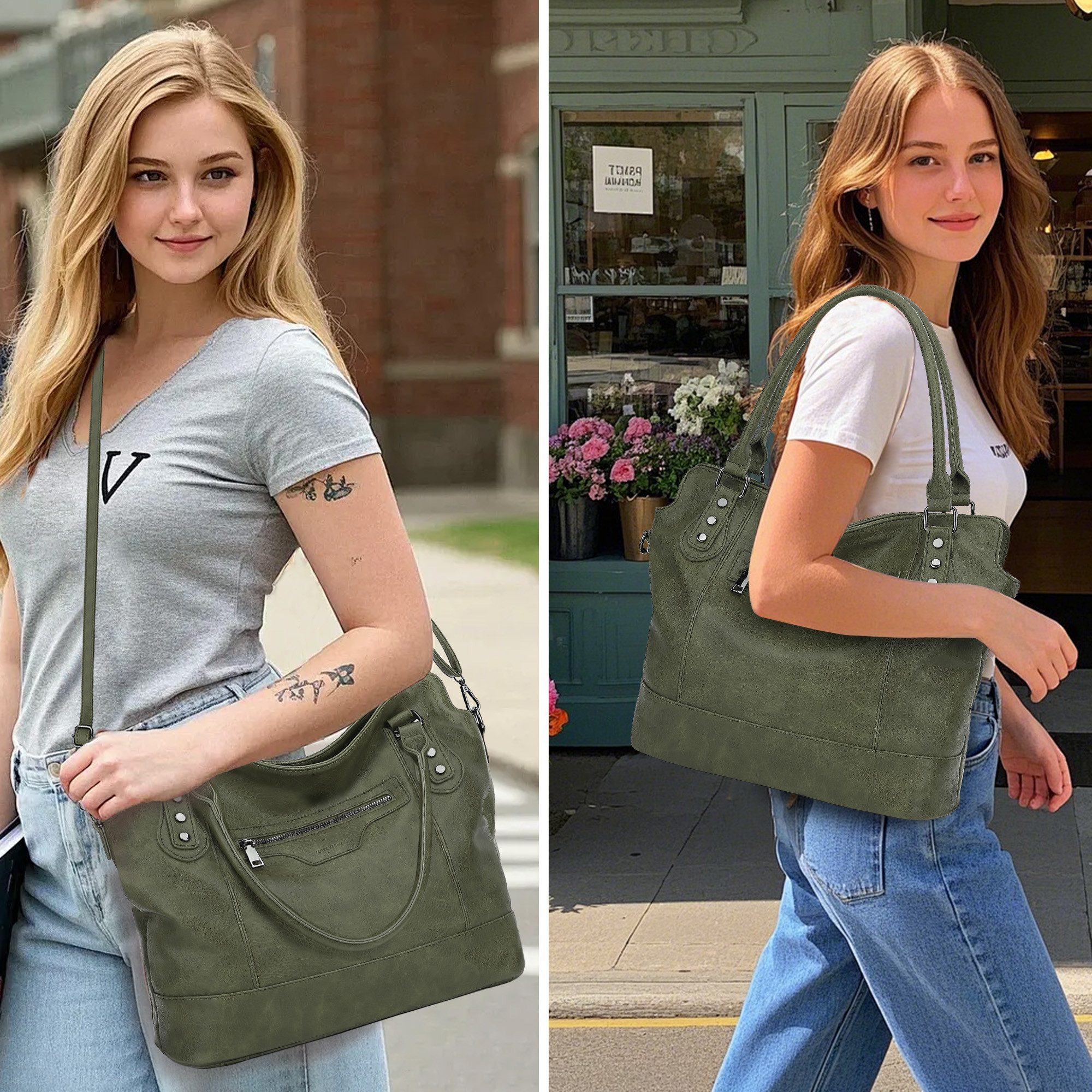 TAN.TOMI Handtasche Damen Schultertasche - Set Shopper Umhängetasche Henkel günstig online kaufen