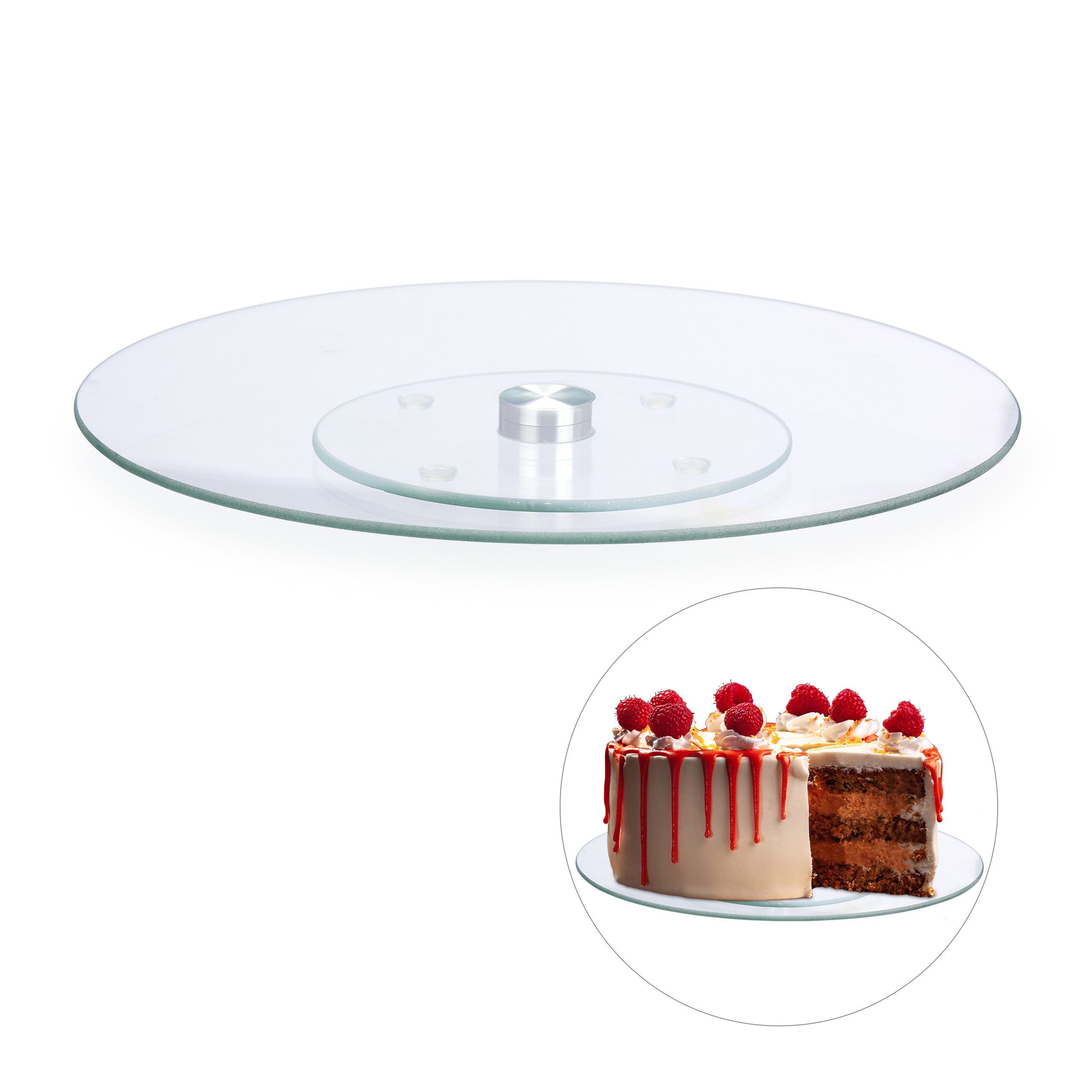 relaxdays Tortenplatte Drehbare Tortenplatte Glas, Glas, (1-tlg)