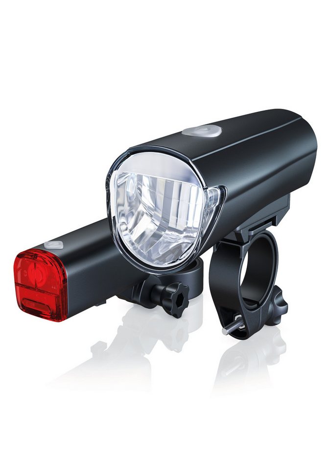 Aplic Fahrradbeleuchtung LED Fahrradlicht Set StVZO zugelassen, 30 Lux, Front & Rücklicht, Fahrradlampe, Fahrradlampenset, Rück & Frontlicht, batteriebetrieben