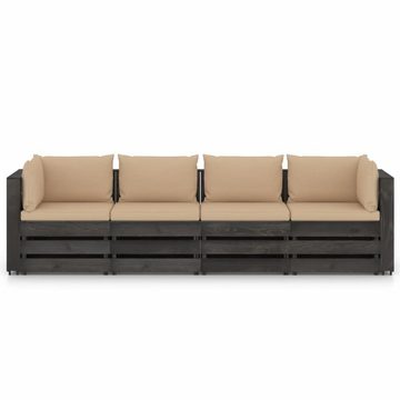 vidaXL Gartenlounge-Set 4-Sitzer Outdoor-Sofa mit Kissen Grau Imprägniertes Holz