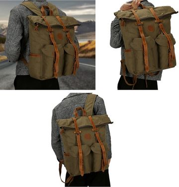 OKWISH Laptoprucksack Canvas Rucksack Schulrucksack Rucksäcke Reiserucksack Schultertasche (Vintage Canvas Notebook Laptop Tasche Schule Uni Rucksack, Backpack mit Laptopfach, für bis 17,3-Zoll Laptop, luxuriös, Luxus), für Herren Damen Jungen Teenager Freizeit Arbeit Business Reisen