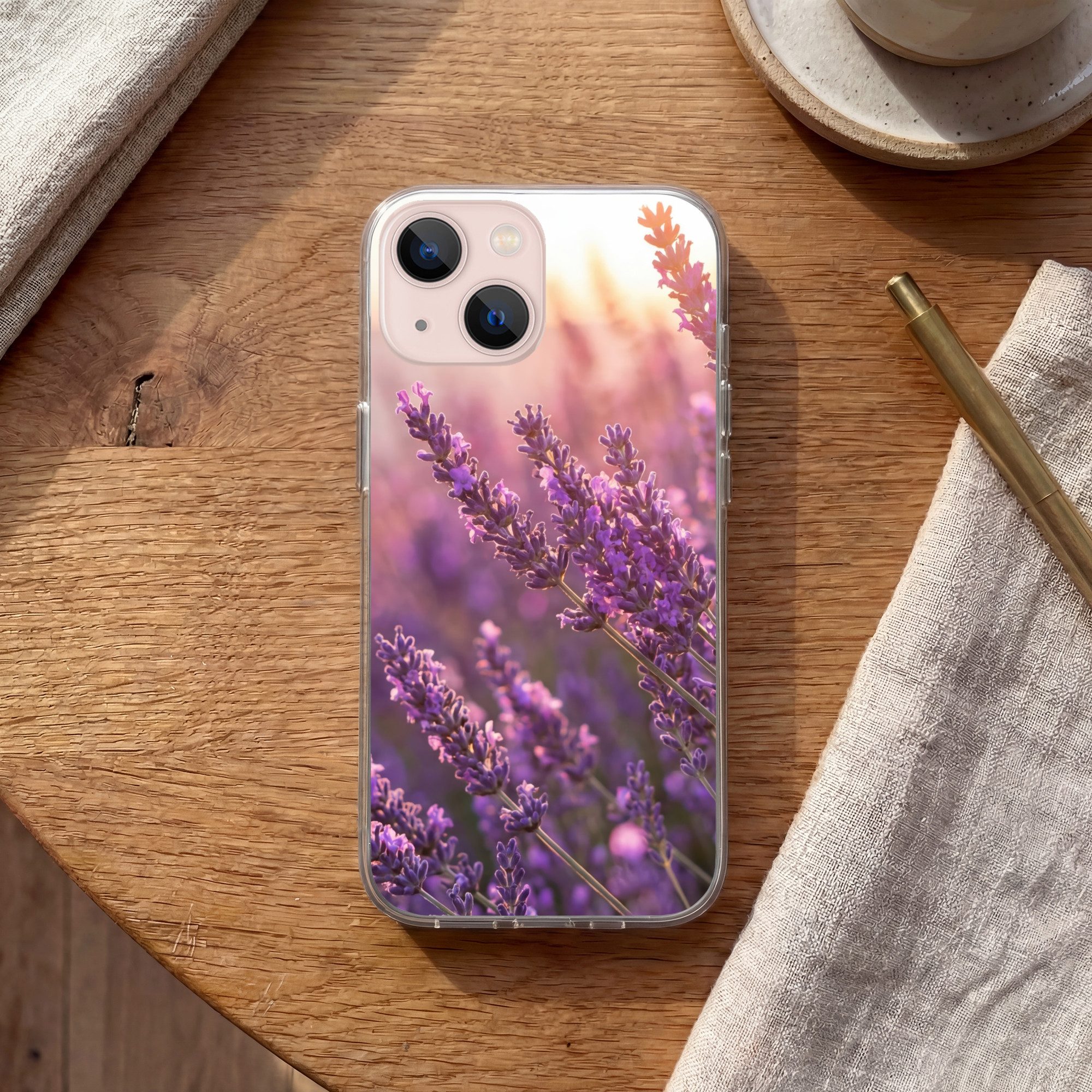 MuchoWow Handyhülle für Apple iPhone 13 Lavendel - Lila - Sonnenlicht, Smartphone-Bumper, Print, Handy Schutzhülle Dünn