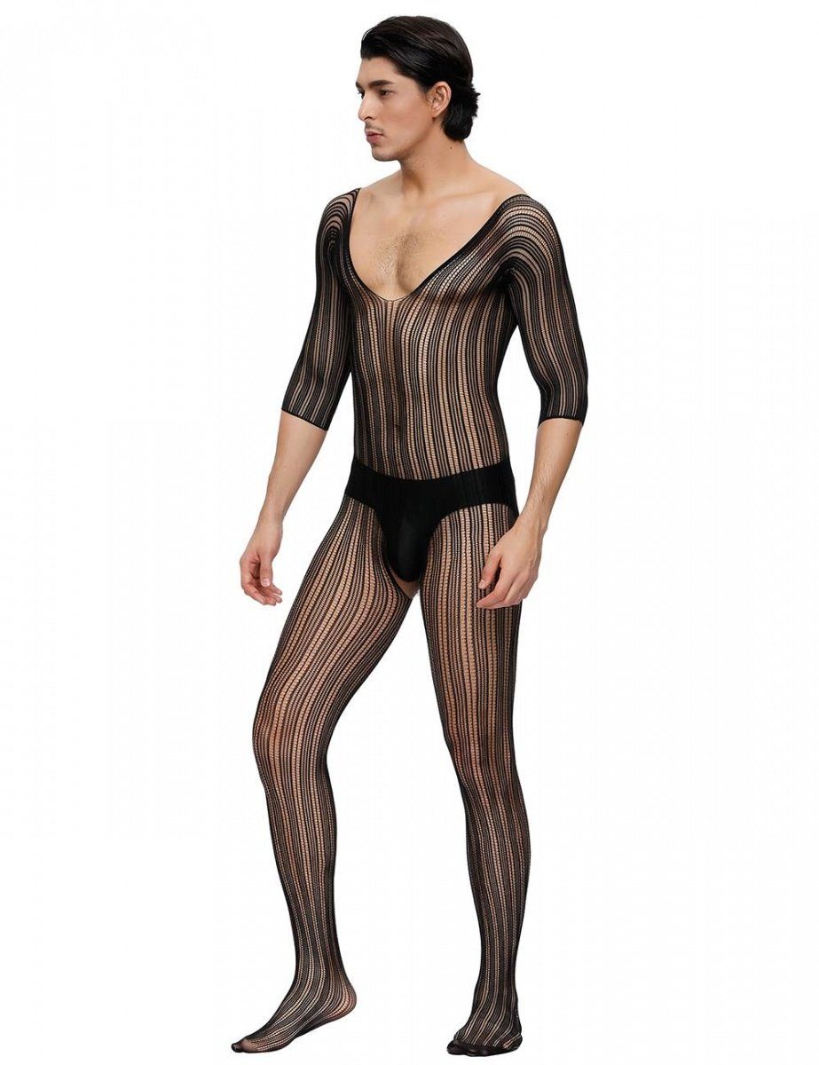 Lau-Fashion Lange Unterhose Bodystocking Nadelstreifen Transparent günstig online kaufen