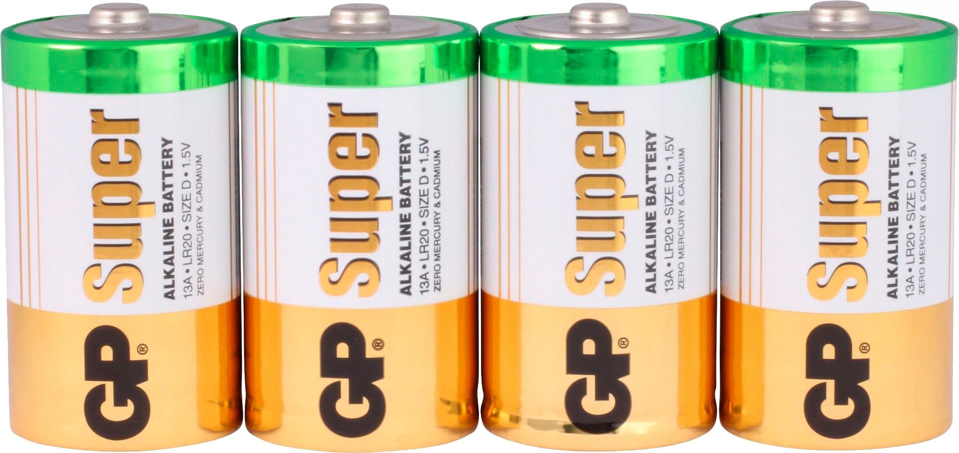 Batteries 4 Alkaline LR20 Super (1,5 GP Batterie, D V, St)