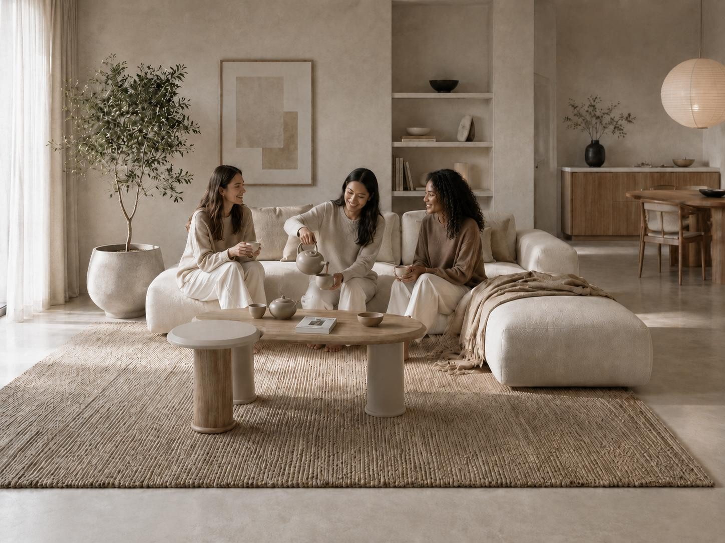 JVmoebel Couchtisch Couchtisch Skandinavischer Stil Beige Bohnenförmig Elegant Gemütlich, Made in Europa