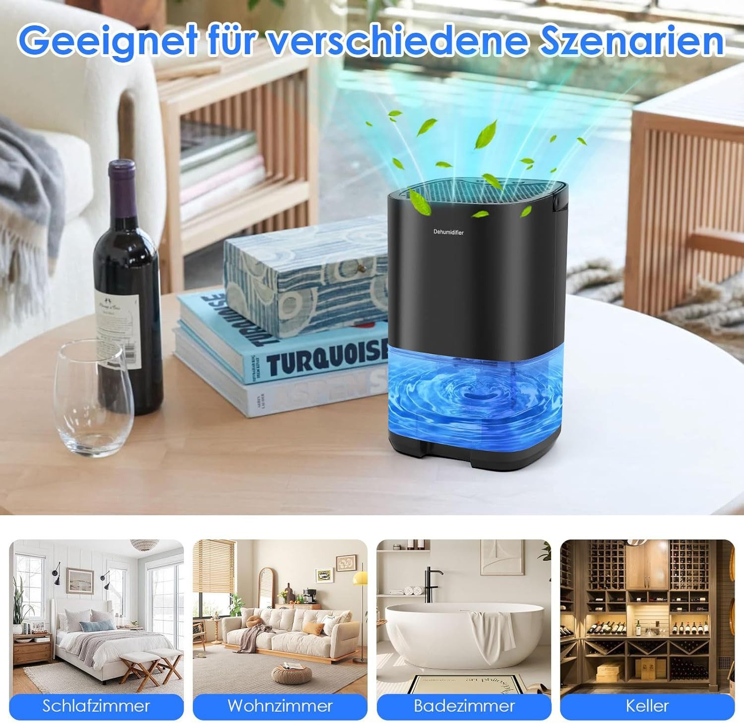 MOPUEA Luftentfeuchter Luftentfeuchter 1L für Bad & Schlafzimmer – leise & energiesparend, für 26 m³ Räume, Extrem leiser Luftentfeuchter automatischer Abschaltung für Badezimmer