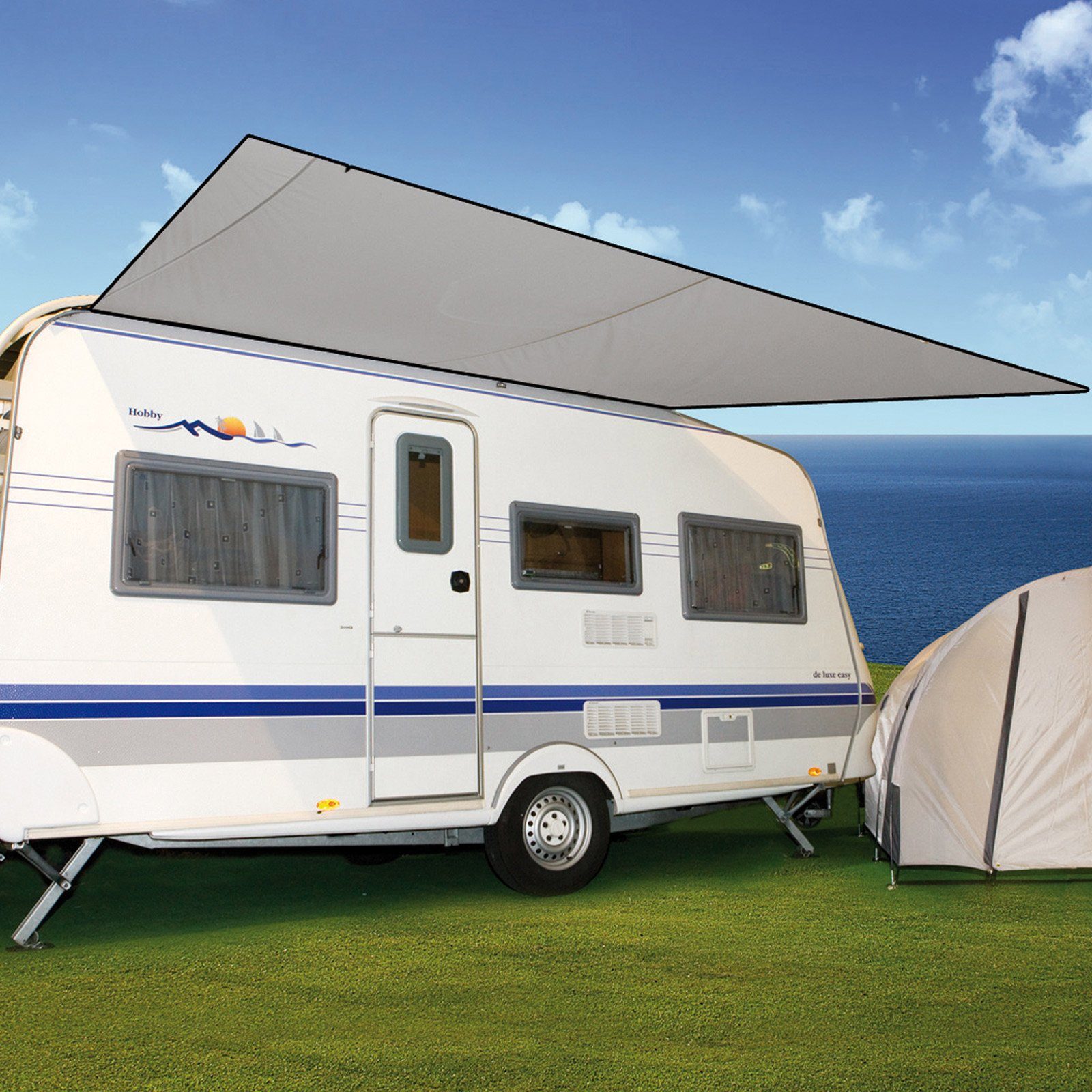 Bo-Camp awning sunshade XL for caravans and motorhomes, canopy with keder rail for buses, 4.6 x 2.4 m