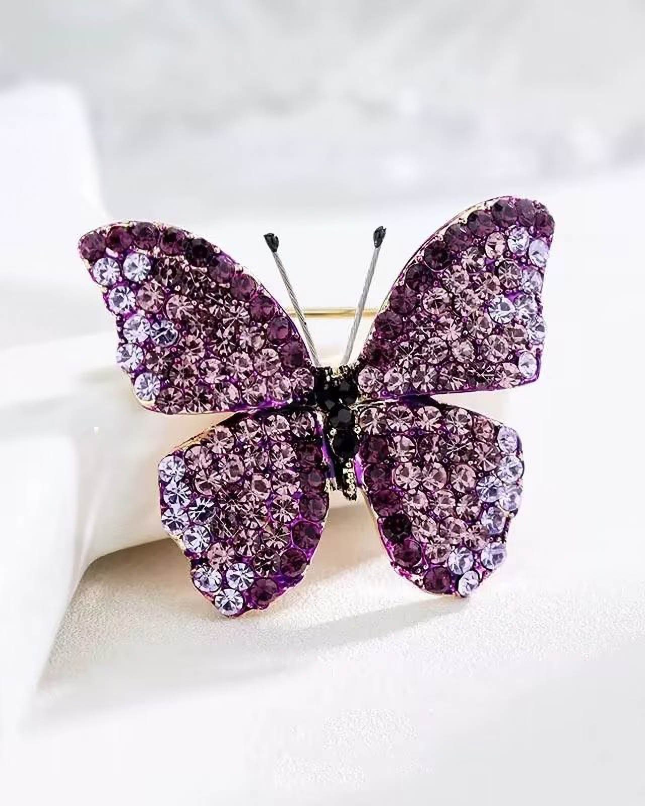 Orchidee Schmetterling", mit (1-tlg), eines MayTree und Schmetterlings Metallbrosche Brosche Strass in "Kleiner Form Glassteinen