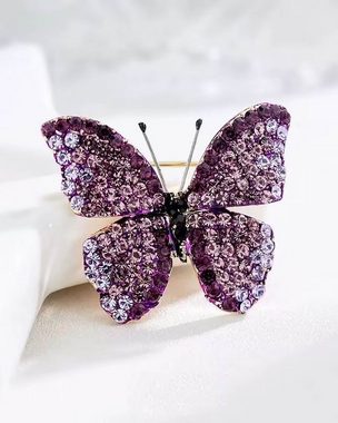 MayTree Brosche "Kleiner Schmetterling", Orchidee (Stück), Metallbrosche mit Glassteinen und Strass in Form eines Schmetterlings