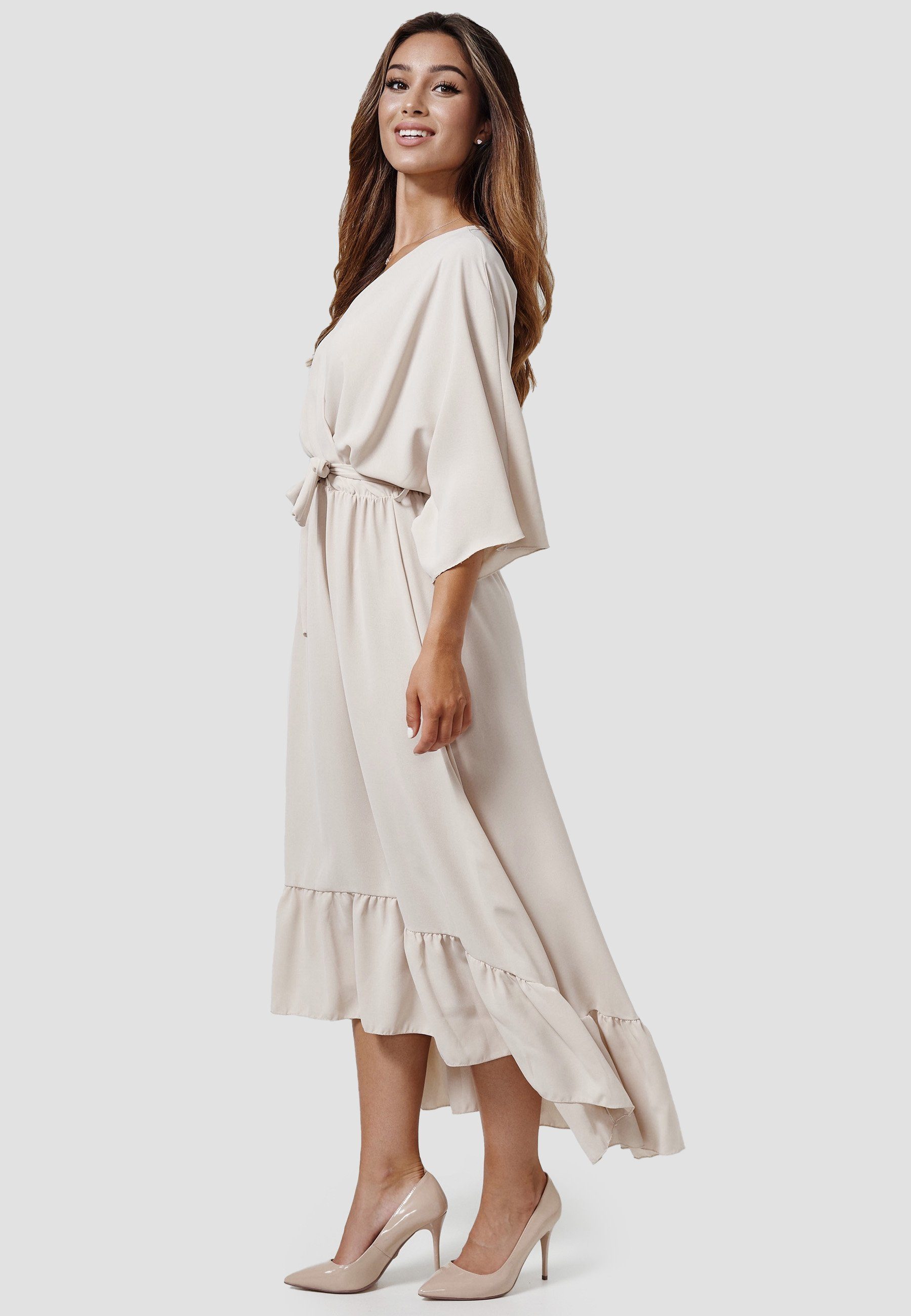 Rayshyne Maxikleid PM-25 (Midi Wickelkleid Optik Sommerkleid in Einheitsgröße)