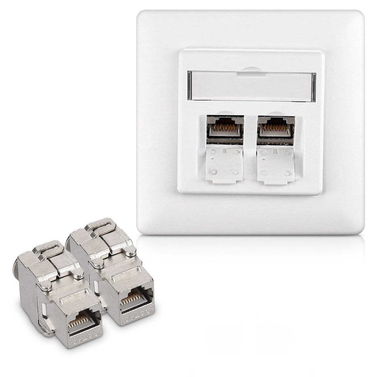 Keystone Dose Modul Set - CAT 6A geschirmt Metall Gehäuse RJ45 Netzwerk-Adapter