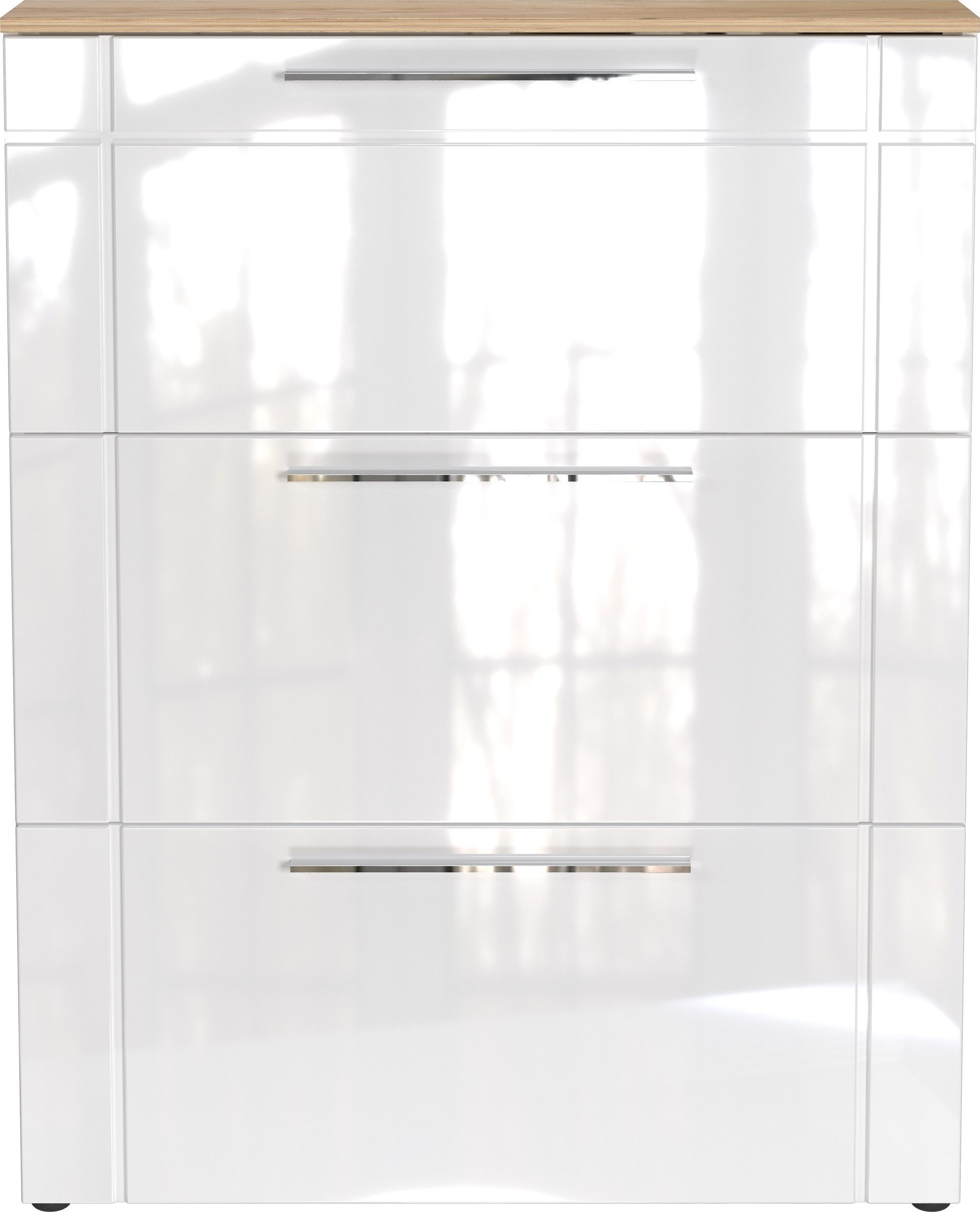 GERMANIA Schuhkipper 3 Klappen, Weiß / Navarra-Eiche-Dekor - 100x129x20cm (BxHxT)