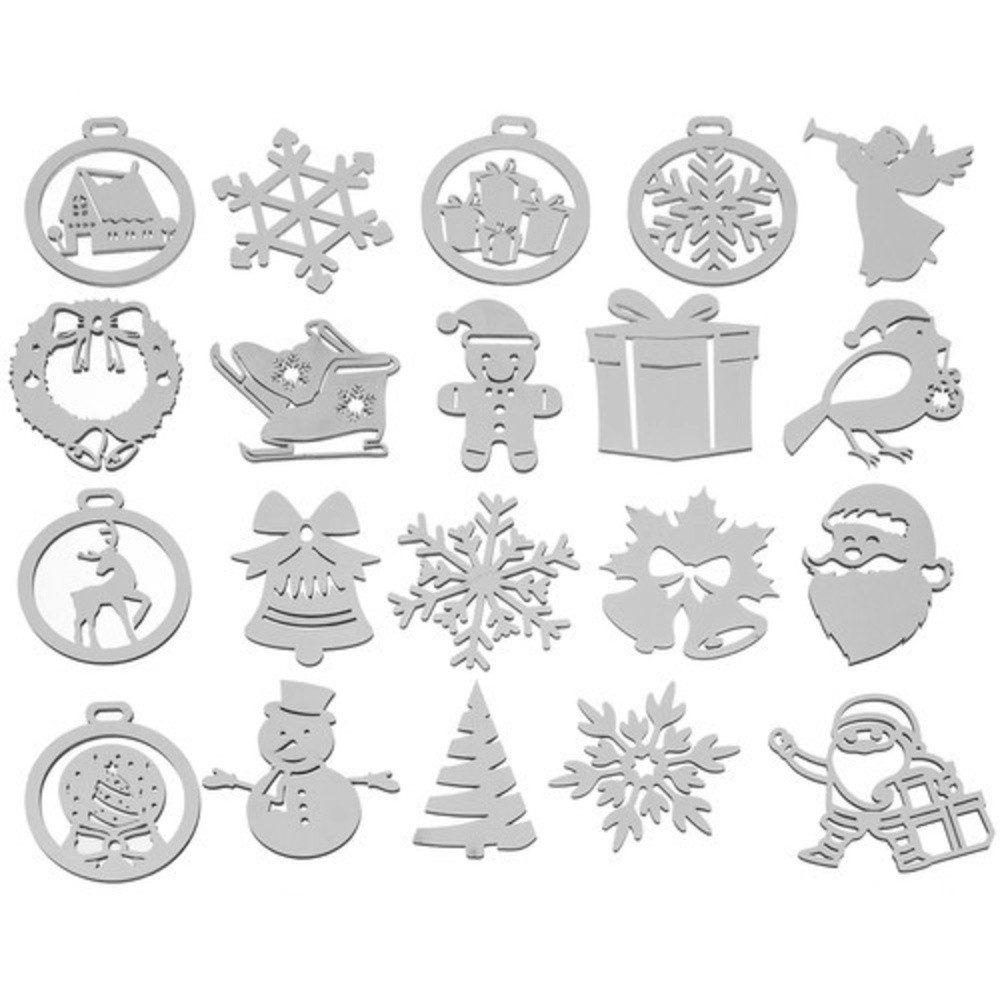 Ruhhy Weihnachtsbaumkugel Weihnachtsbaum-Dekoration Holzkugeln (20 St), Schneeflocken, Rentiere, Bäume sorgen für harmonische Stimmung