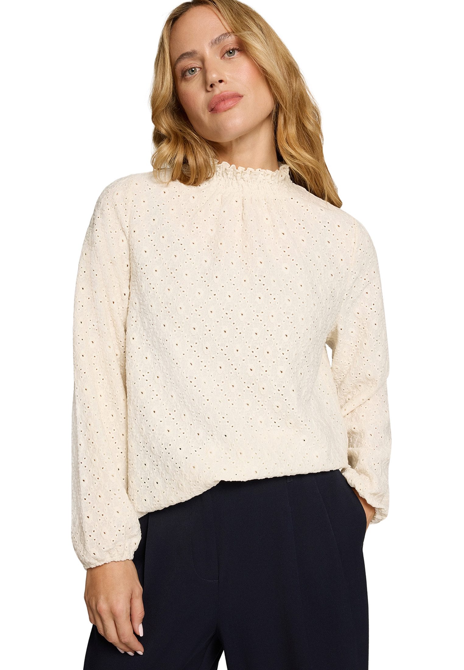 Zero Klassische Bluse Damen mit Lochmuster
