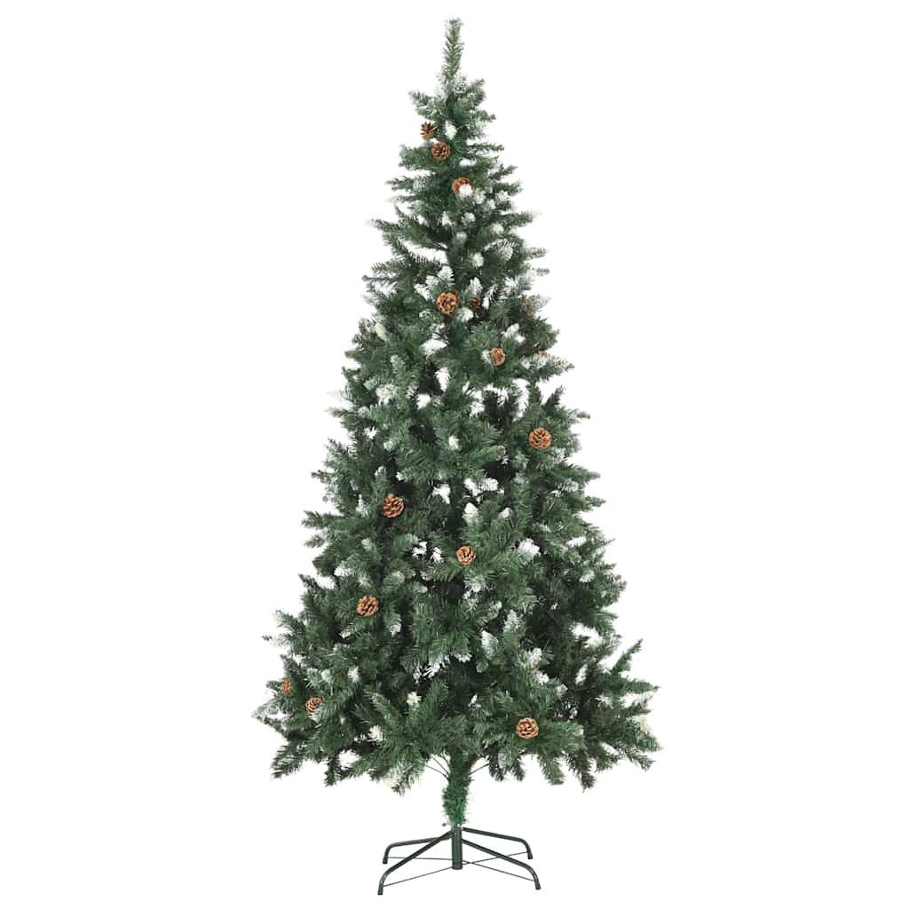 vidaXL Künstlicher Weihnachtsbaum Künstlicher Weihnachtsbaum mit Beleuchtung Kugeln Zapfen 210 cm