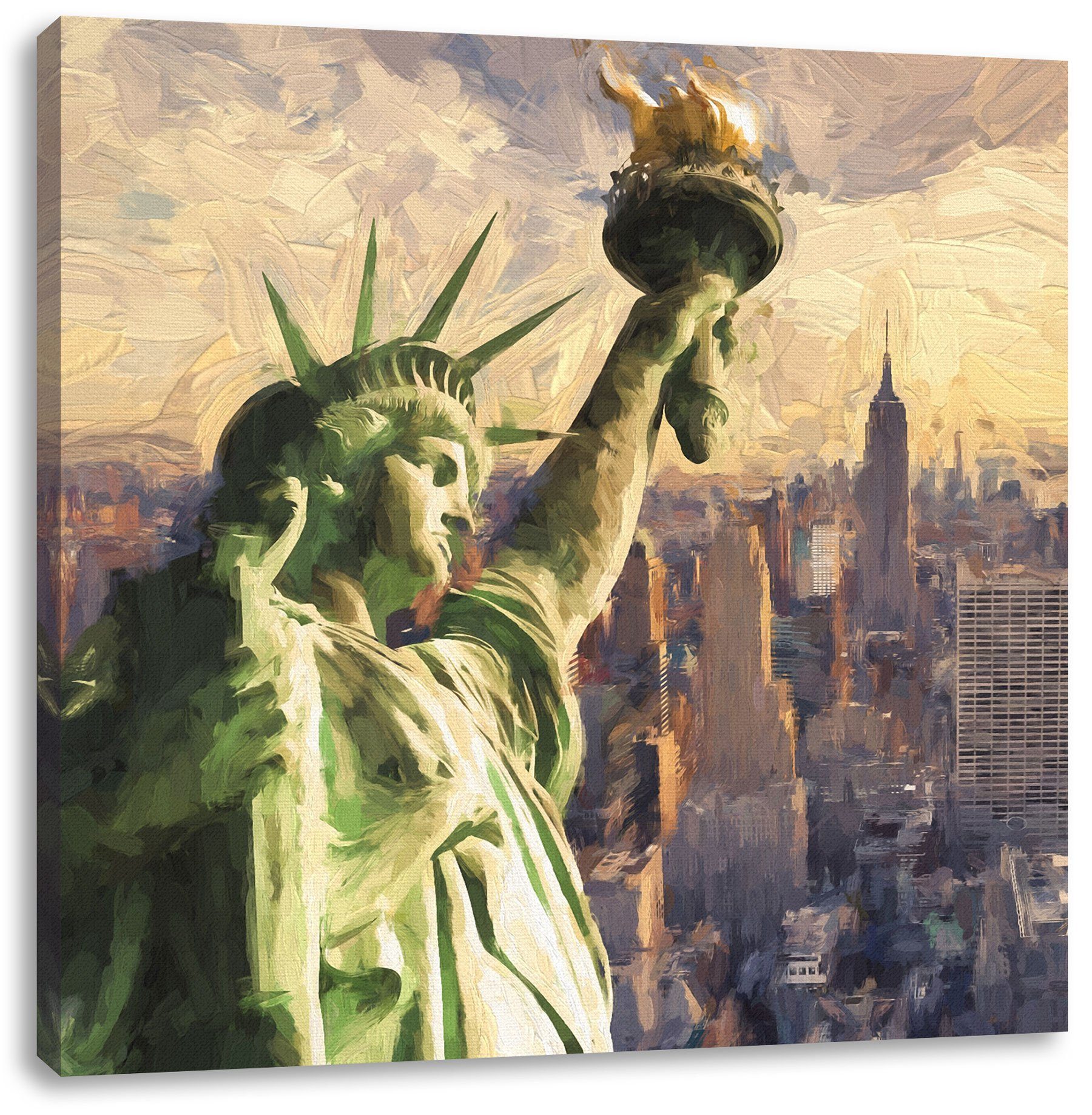 Pixxprint Leinwandbild Freiheitsstatue in New York, Freiheitsstatue in New York (1 St), Leinwandbild fertig bespannt, inkl. Zackenaufhänger