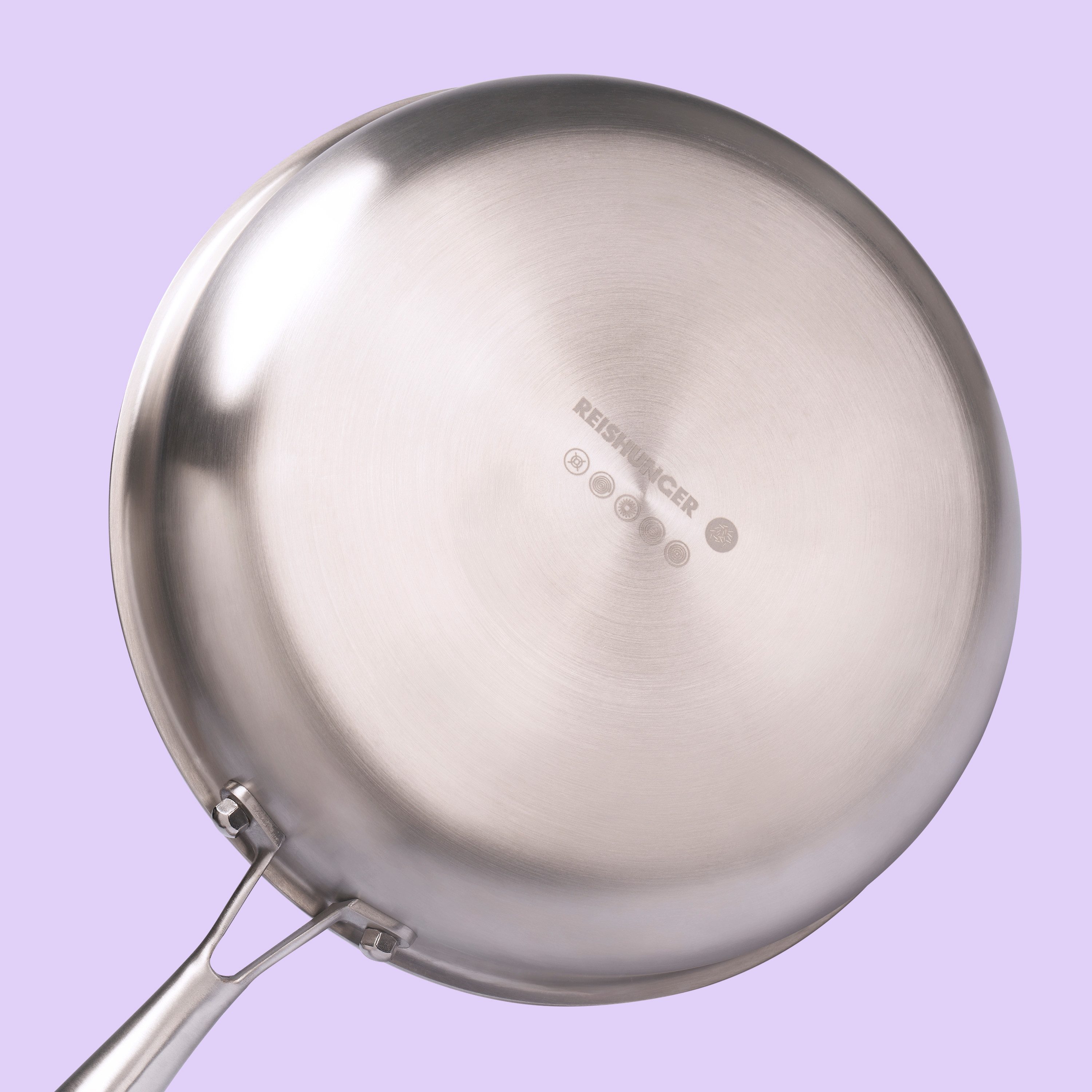 Reishunger Bratpfanne Edelstahlpfanne, Tri-Ply Boden, Unbeschichtet, Inkl. Deckel, Ofenfest bis 220 Grad, ⌀ 28 cm – Bild 4 von 5