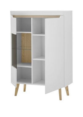 Furn.Design Highboard Isgard (Schrank in weiß matt mit Scandi Eiche, 90 x 134 cm), Soft-Close-Funktion