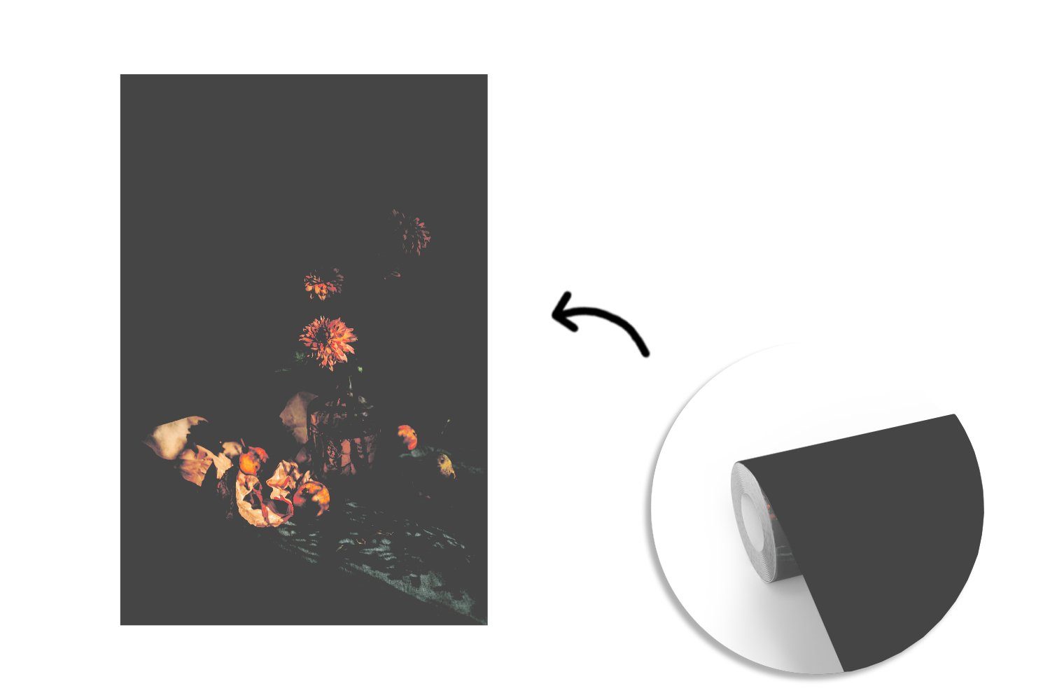 Vinyl Blumen Stilleben, Matt, (3 Fototapete Montagefertig - bedruckt, - MuchoWow St), für Wandtapete Tapete Obst Wohnzimmer,