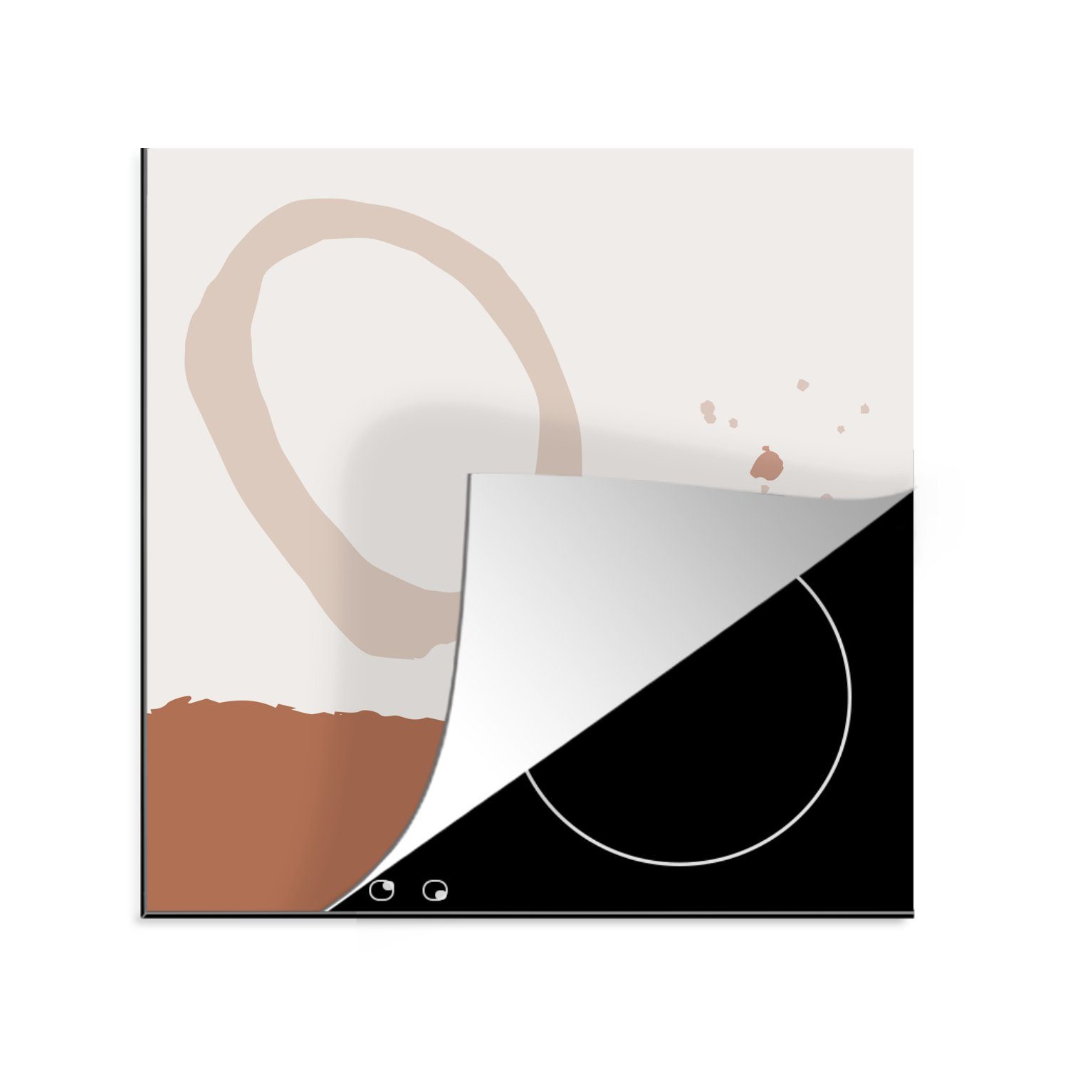 78x78 cm, Arbeitsplatte Sommer Schwarz, tlg), MuchoWow Herdblende-/Abdeckplatte - Weiß Vinyl, (1 - Ceranfeldabdeckung, küche für Abstrakt -