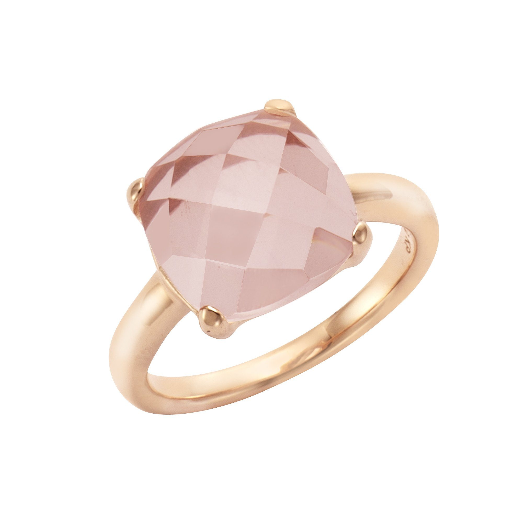 Jamelli Fingerring 925 Silber rosé vergoldet mit Rosenquarz | Silberringe