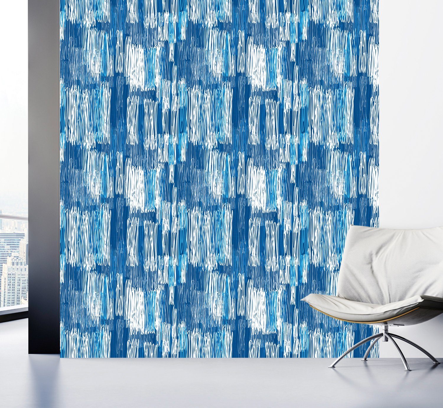 queence Vinyltapete Muster-Blau, Streifen, 90 x 250 cm, selbstklebend