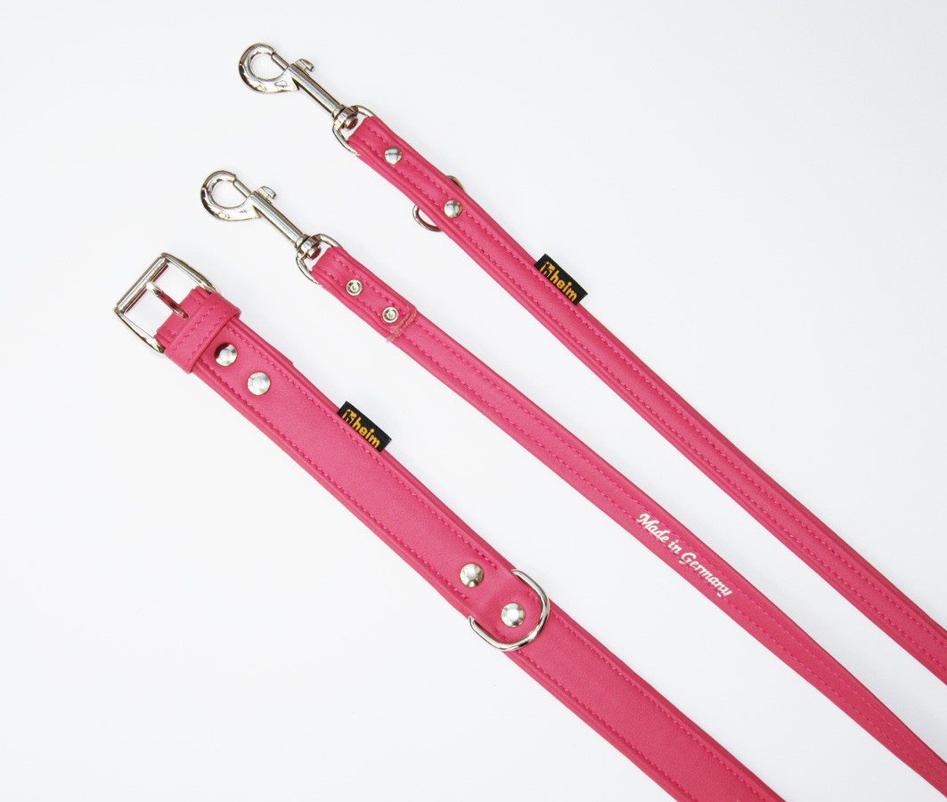 HEIM Hunde-Halsband Halsband + Führleine "Colour" pink, verschiedene Breiten und Längen