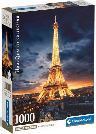 Clementoni® Puzzle High Quality Collection Compact, Eiffel-Turm, mit neuer Compact Box, 1000 Puzzleteile, Made in Europe; FSC® - schützt Wald - weltweit