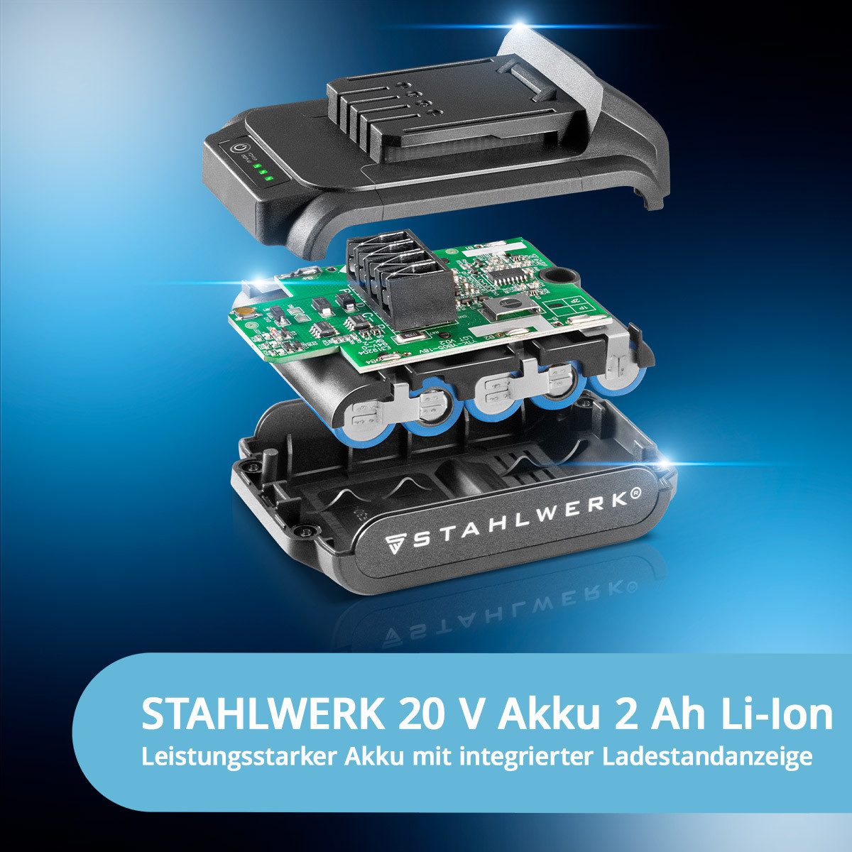 STAHLWERK Akku-Winkelschleifer Mini Akku Winkelschleifer Brushless Handwinkelschleifer 20Volt 2Ah, max. 20000 U/min, (1 tlg)