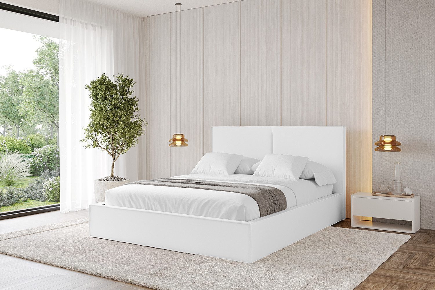 ALTDECOR Polsterbett EMMI (Polsterbett mit Bettkasten und Lattenrost, Boxbett ohne Matratze), Doppelbett mit Stauraum, Bett mit Kopfteil