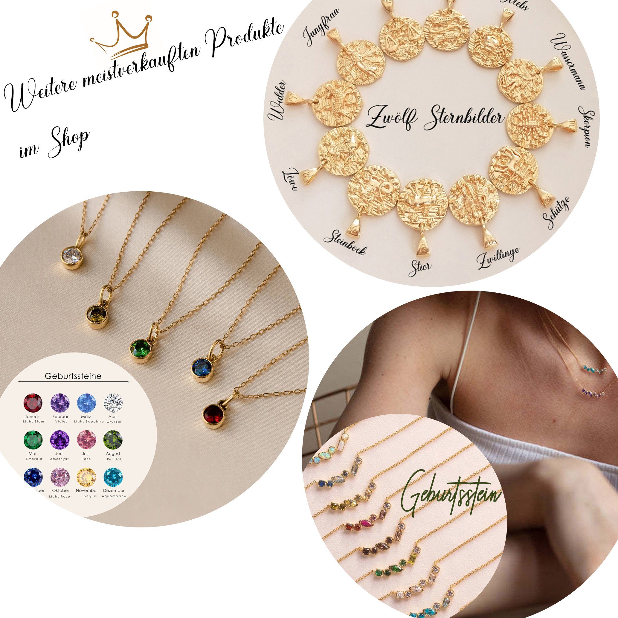 Rolo Geburtsstein Halskette Anhänger GOLDEN Kabelkette Zirkonia Minimalistische | Edelsteinen mit mit Kette Löwe