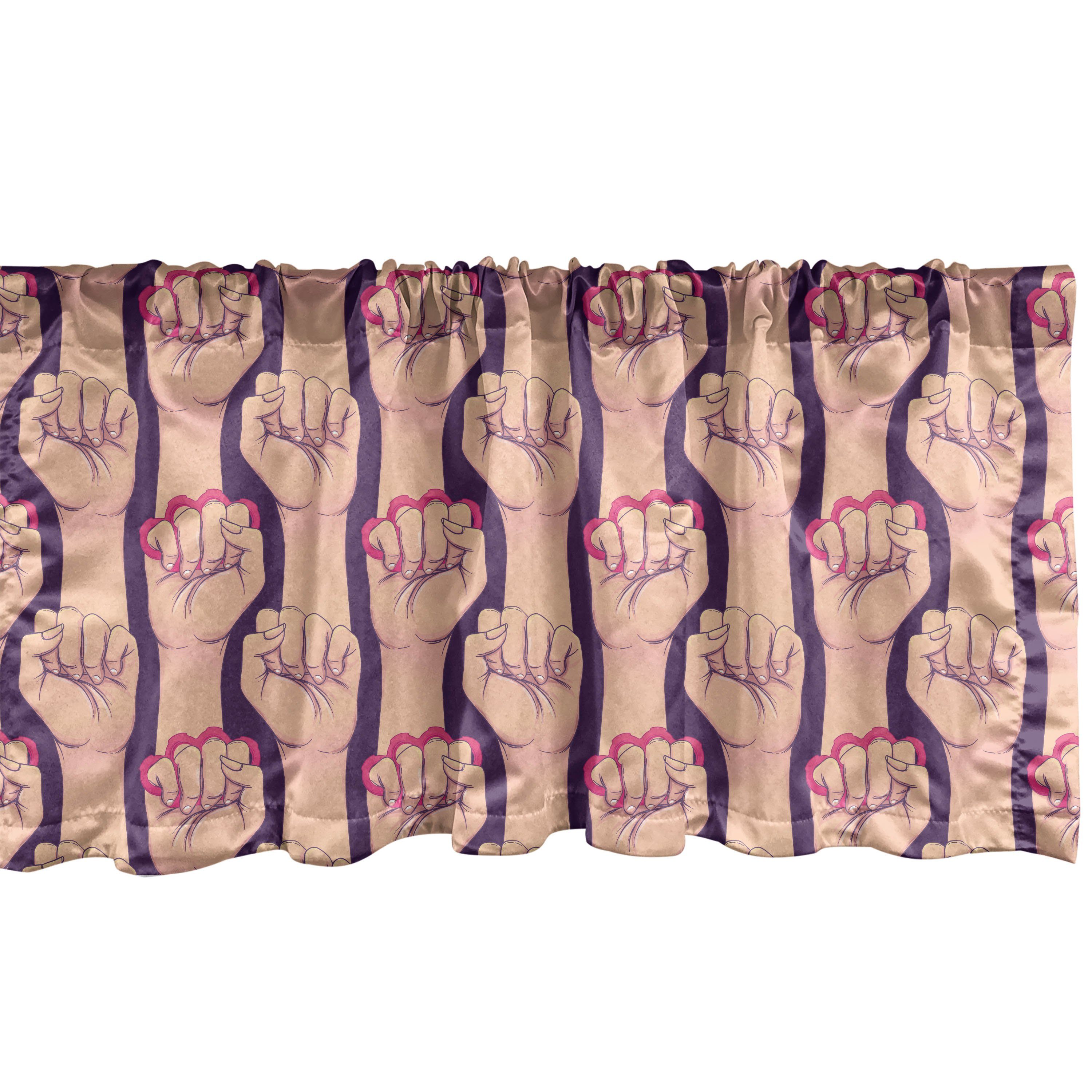 Scheibengardine Vorhang Volant für Küche Schlafzimmer Dekor mit Stangentasche, Abakuhaus, Microfaser, Feminist Hand mit Brass Knuckles
