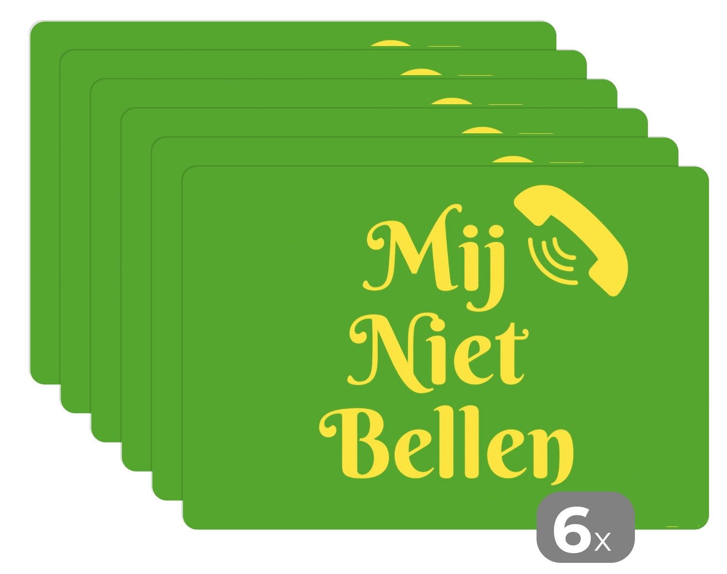 MuchoWow Platzset Rufen Sie mich nicht an - Telefon - Grün, (6-St), Platzsets, Tischset, Abwaschbar, Tischsets, Platzdeckchen